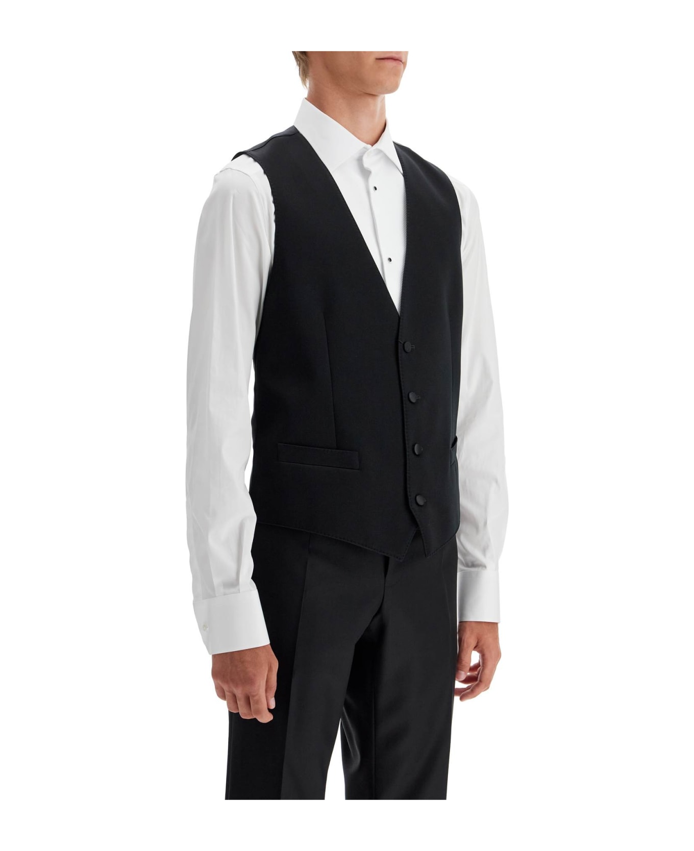 Dolce & Gabbana Sartorial Satin Waistcoat - NERO (Black)