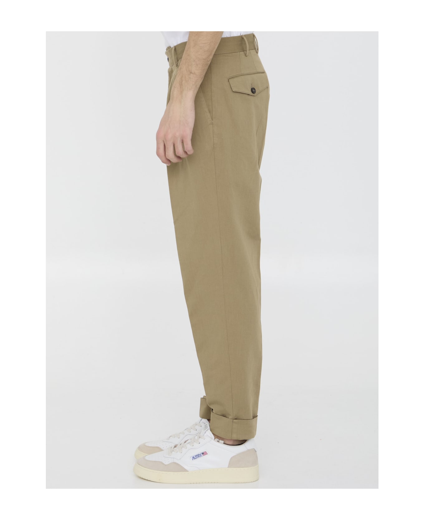 PT Torino Cotton And Linen Trousers - BEIGE