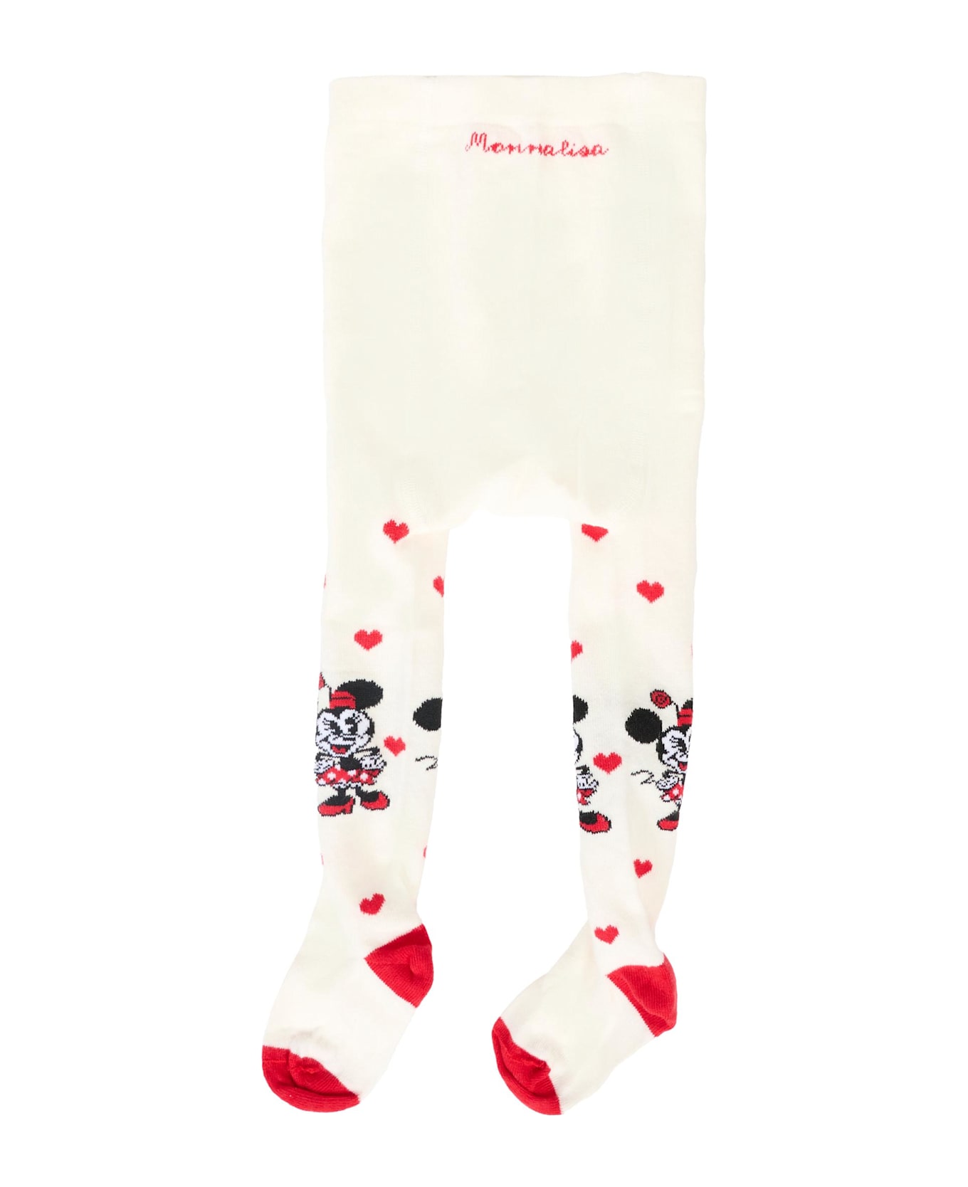 Monnalisa White Tights For Baby Girl With Minnie - White