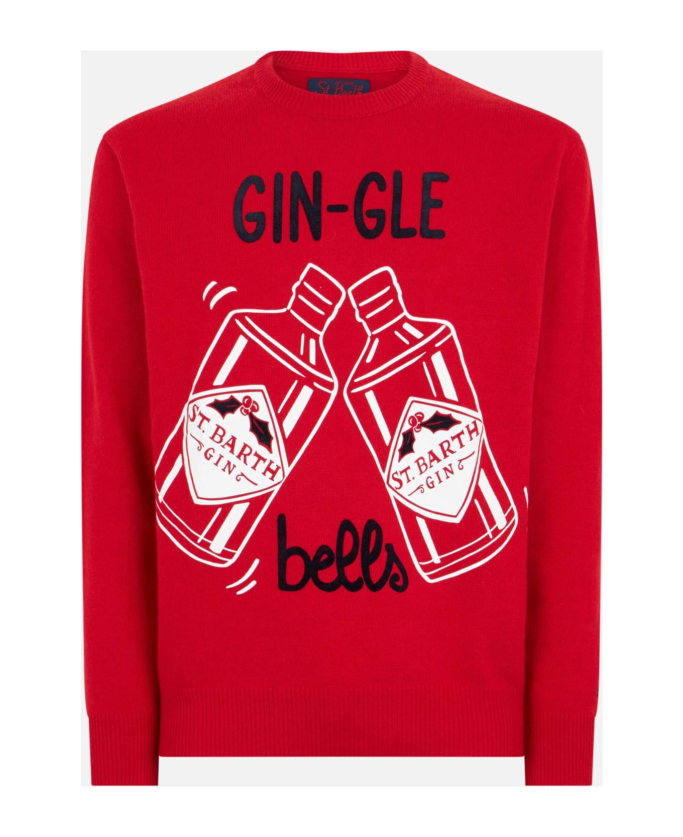 MC2 Saint Barth Man Red Sweater Gin-gle Bells Print - RED フリース