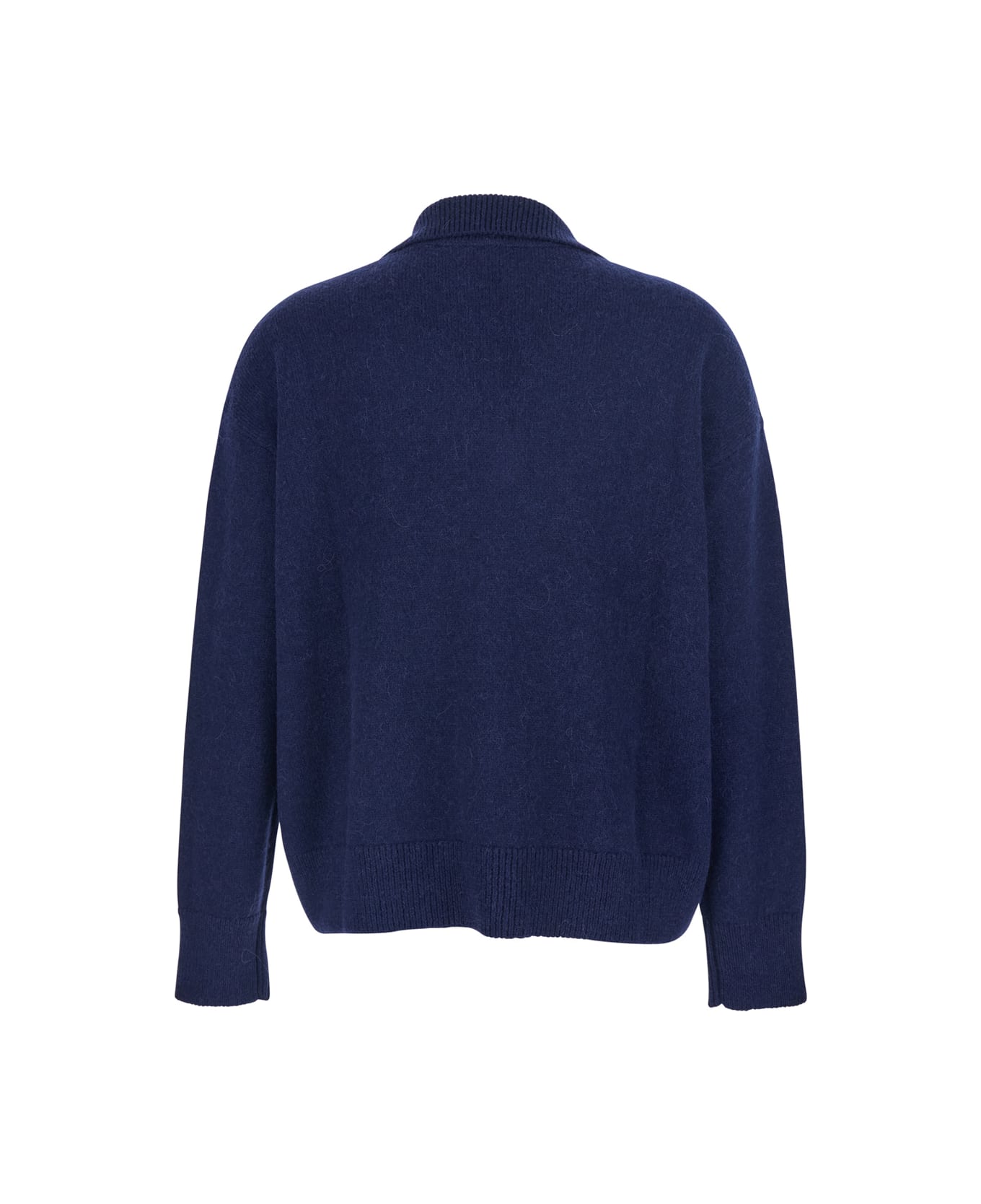 Antonelli 
vinivio
 Blue Sweater With V Neck And Ribbed Trims In Wool Woman - Blu