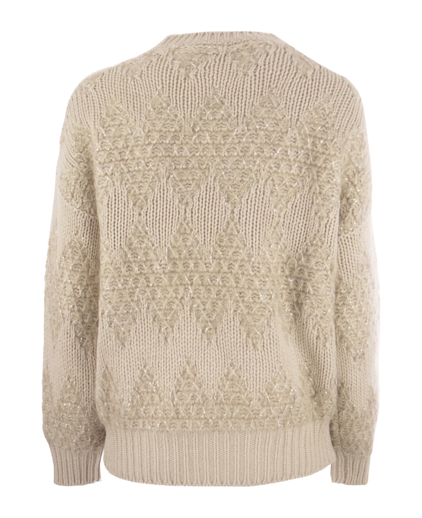 Brunello Cucinelli Wool, Silk And Cashmere Sweater - Beige ニットウェア