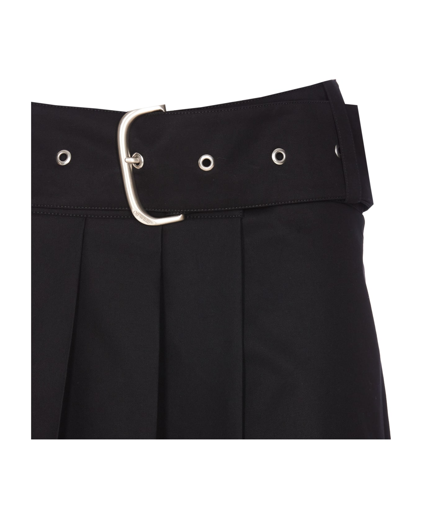 Off-White Belt Pleated Skirt - Black