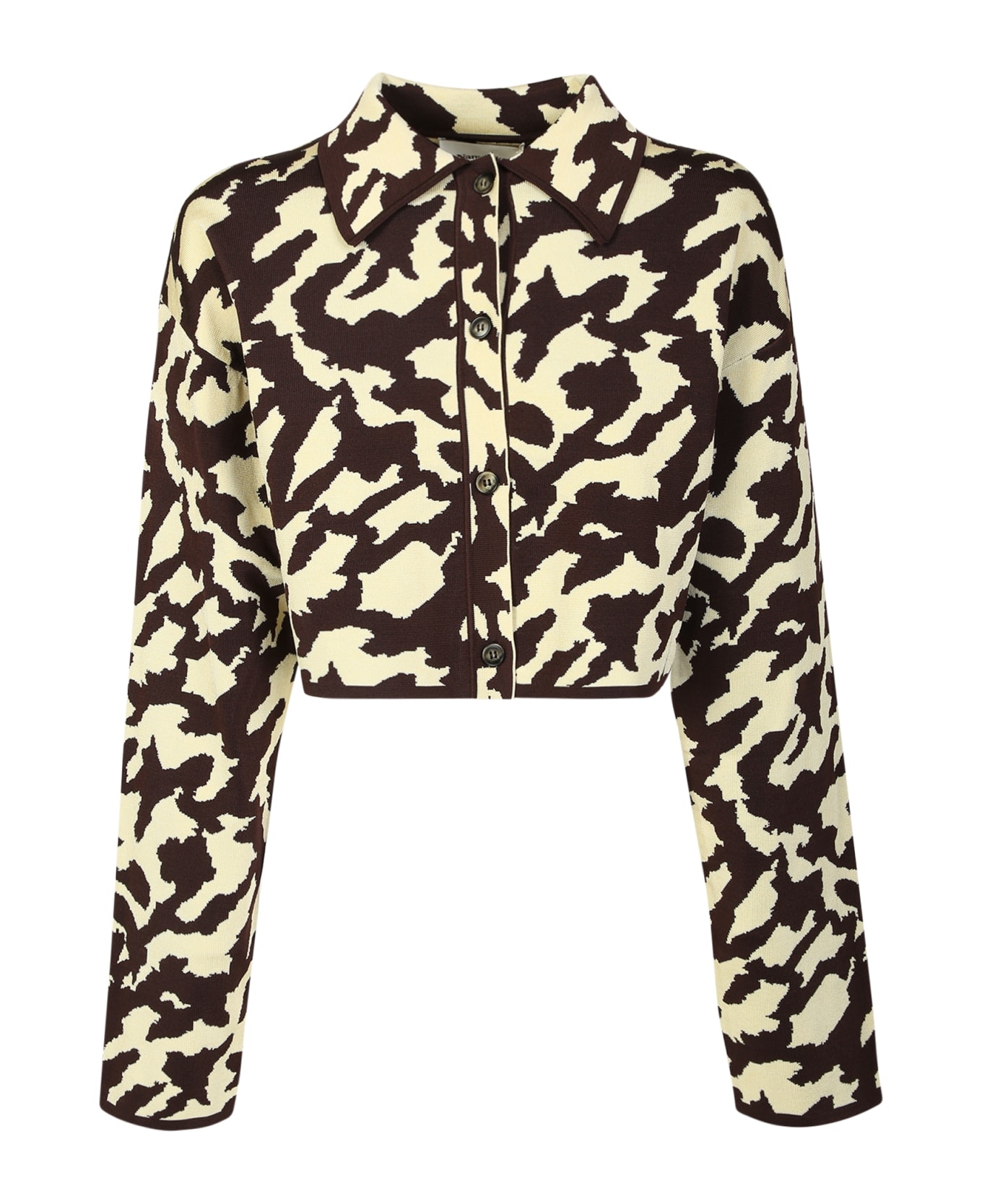 Nanushka Cropped Jacket With Animal Print Brown - Multi
