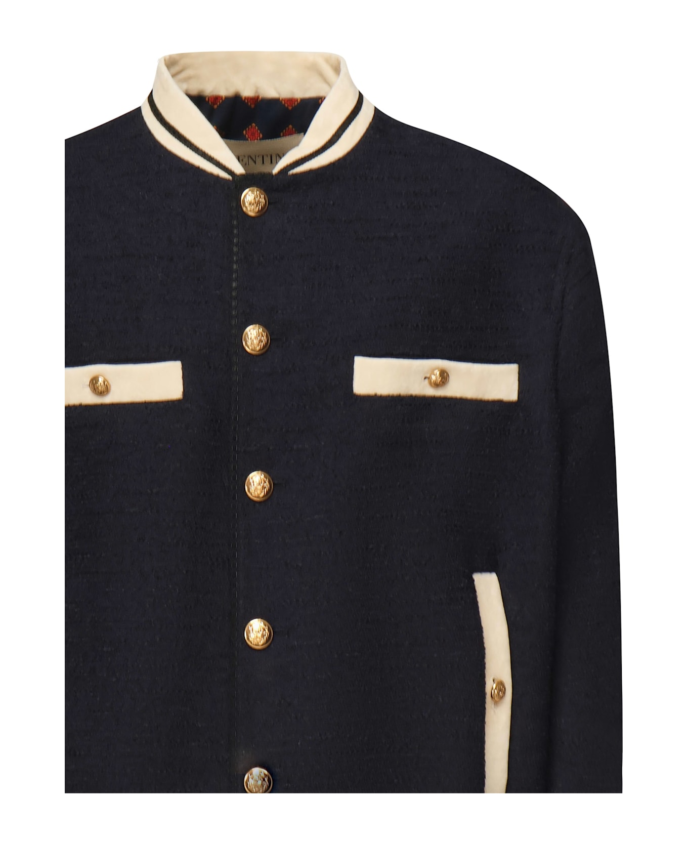 Valentino Garavani Cotton Tweed Bomber Jacket - Blue