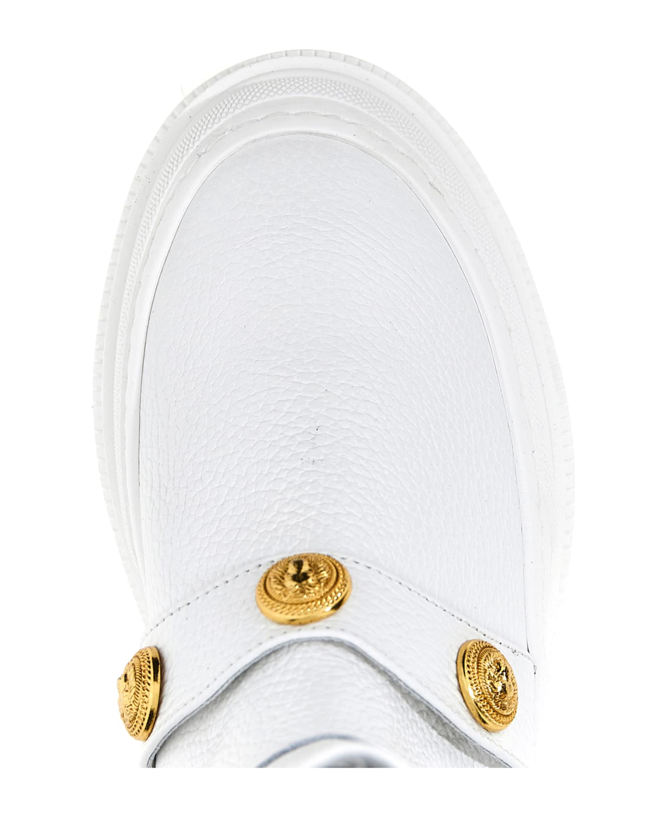Balmain Logo Button Leather Ankle Boots - White
