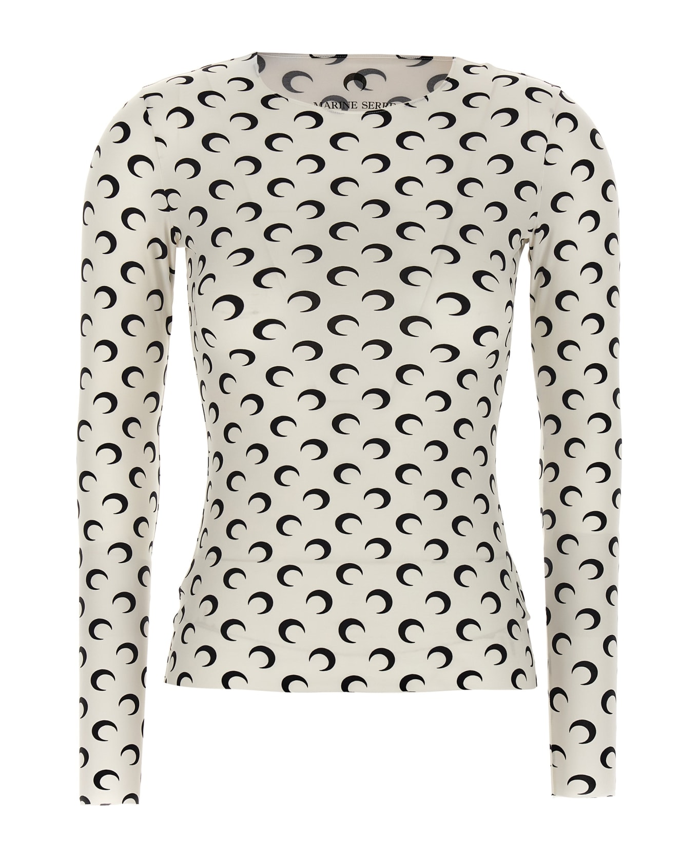 Marine Serre 
moon Printed Jersey Second Skin
 T-shirt - White/Black