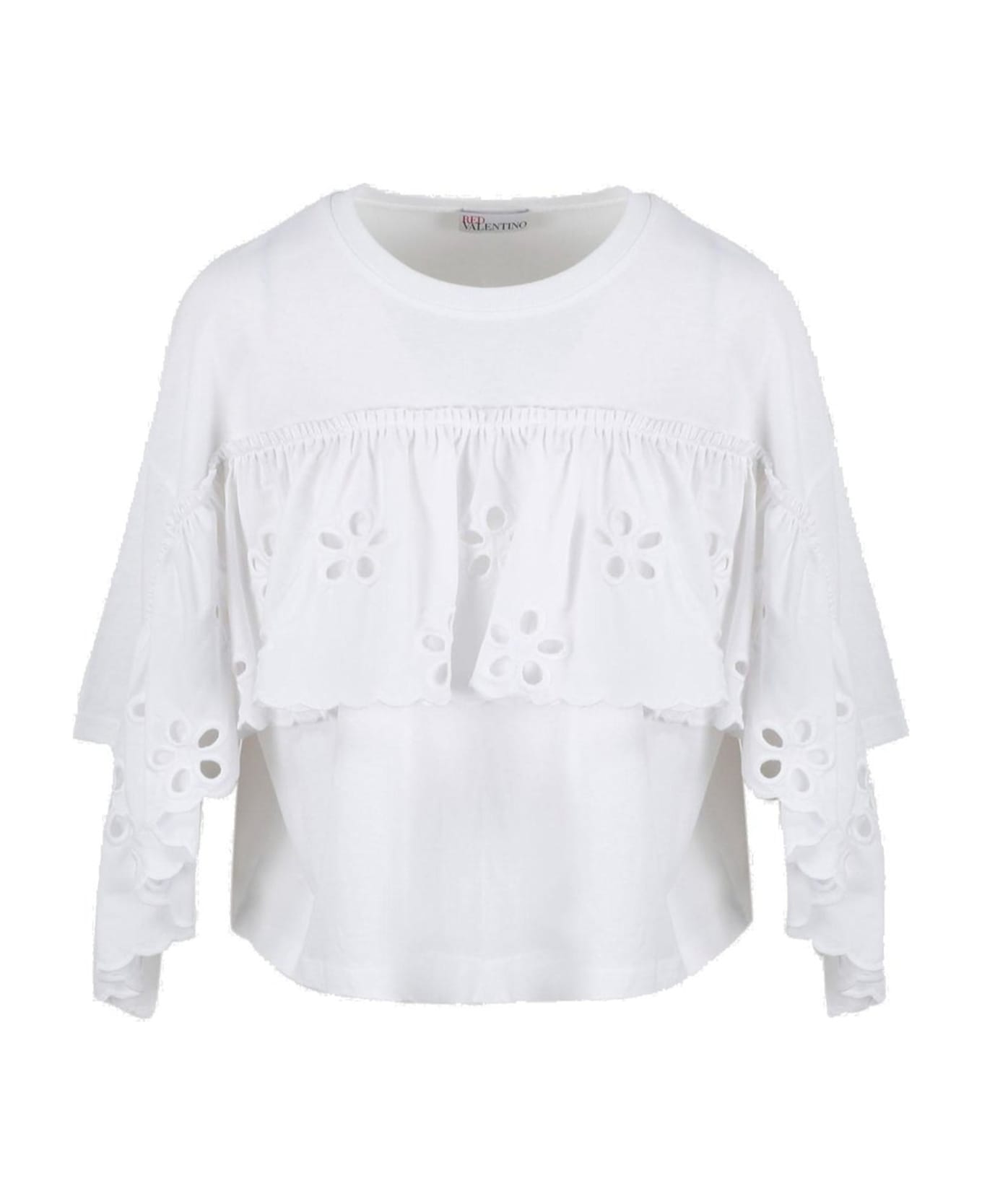 RED Valentino Red Embroidered Top - White
