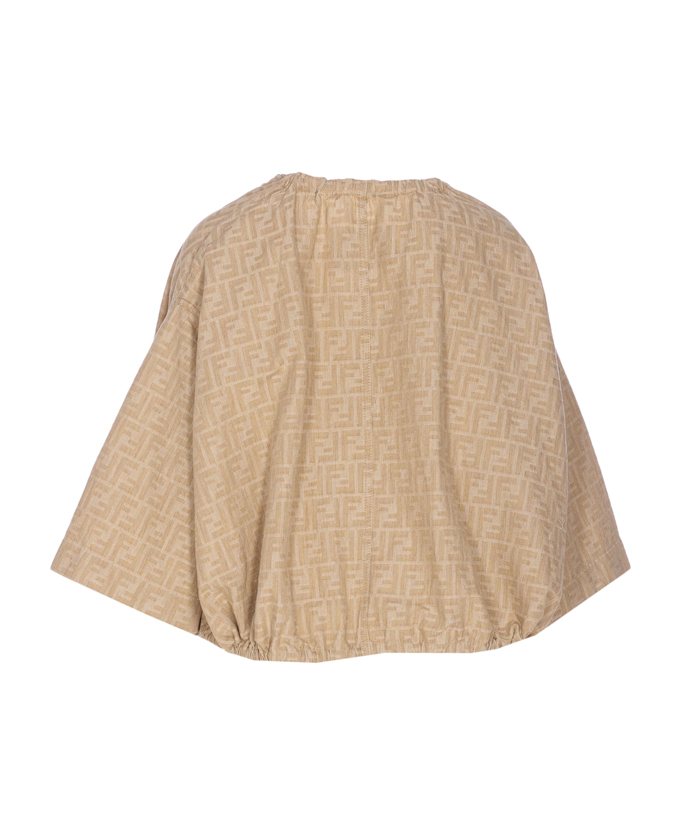 Fendi Ff Logo Denim Jacket - Beige