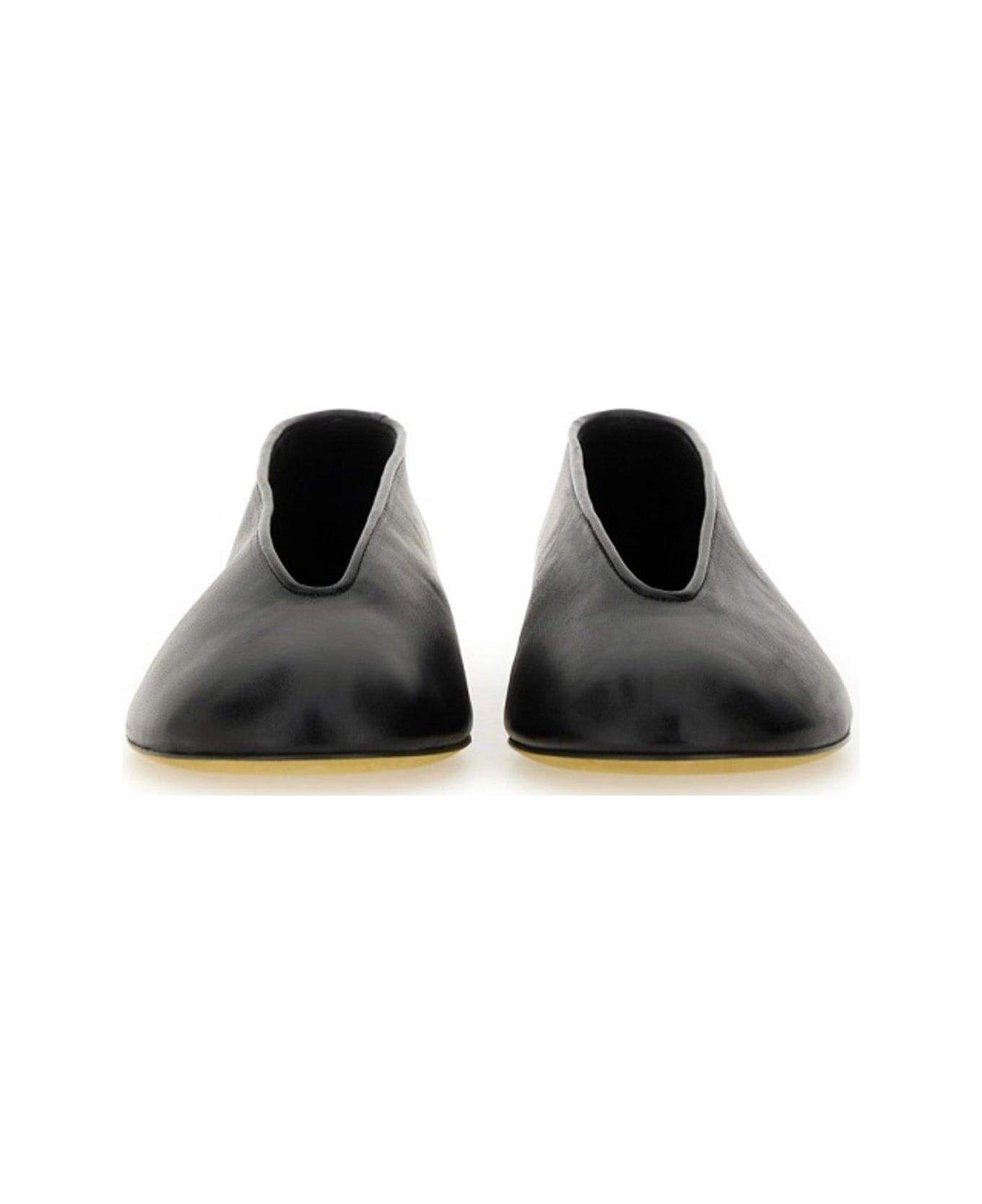 Moschino Almond Toe Ballerina Shoes - BLACK