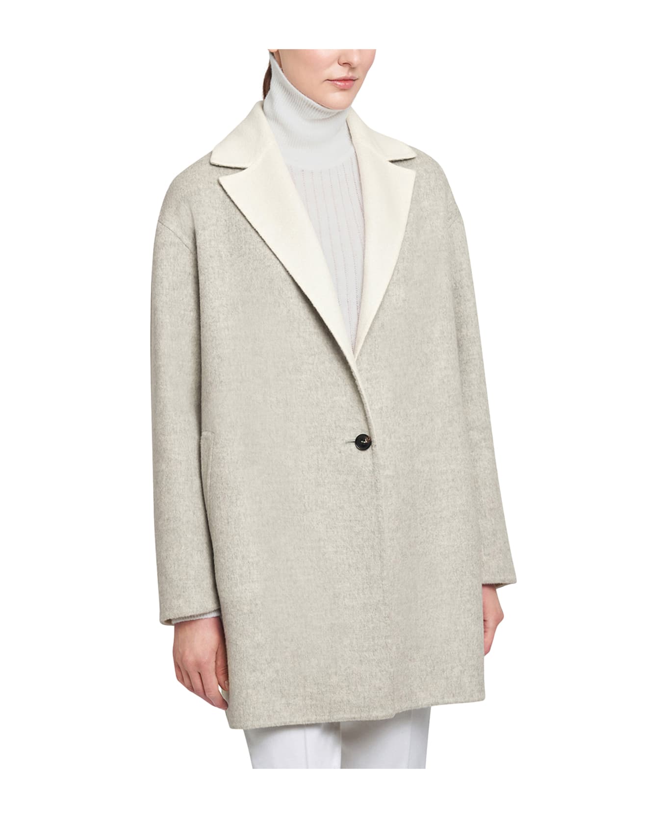 Kiton Coat Cashmere - WHITE