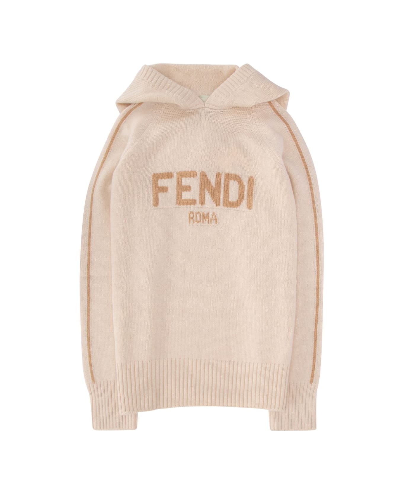 Fendi Logo Intarsia Long-sleeved Knitted Hoodie