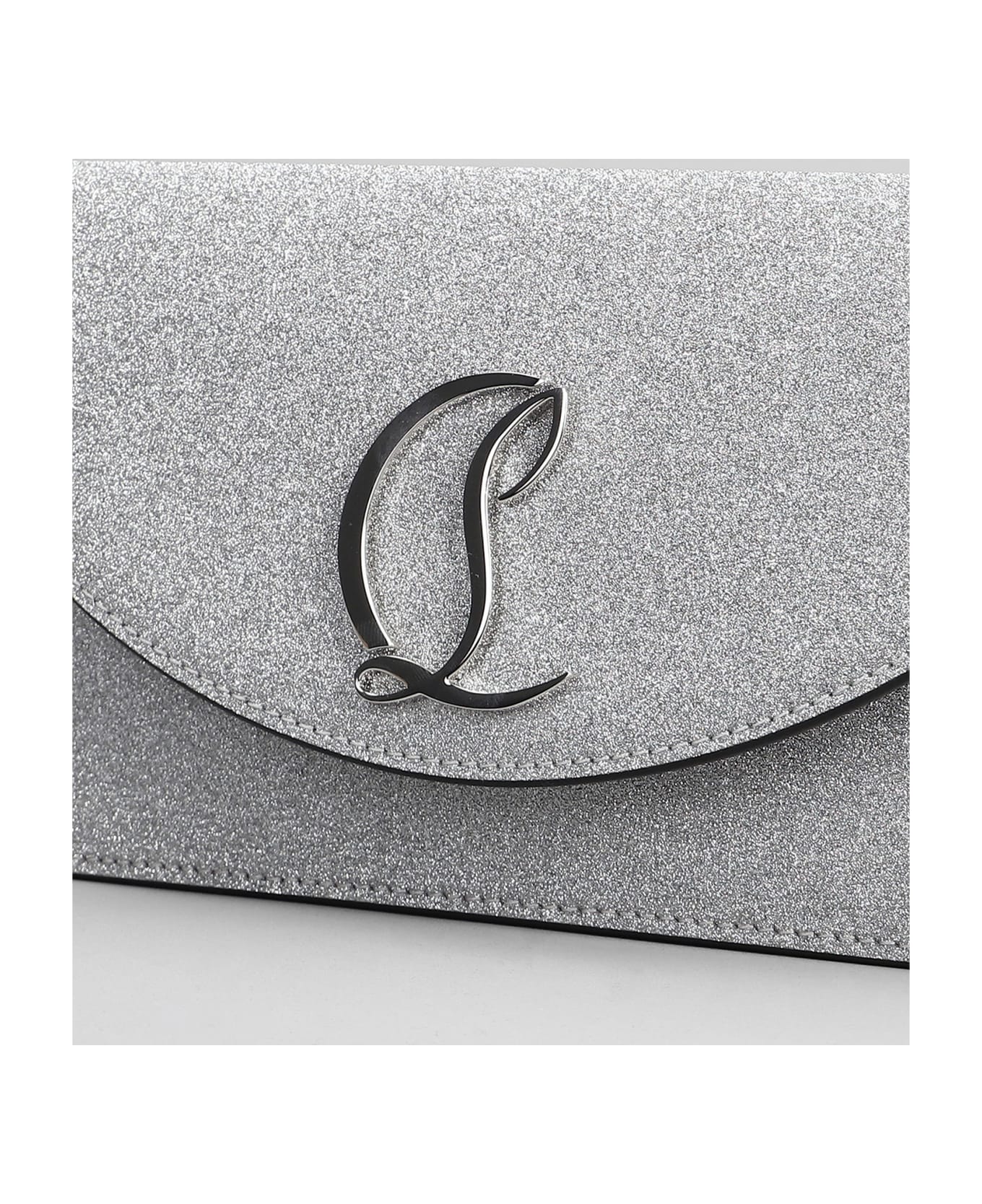 Christian Louboutin Loubi54 Hand Bag In Silver Glitter - silver クラッチバッグ
