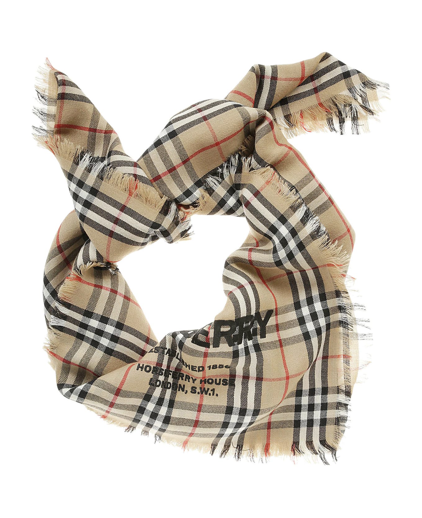 Burberry Embroidered Logo Scarf