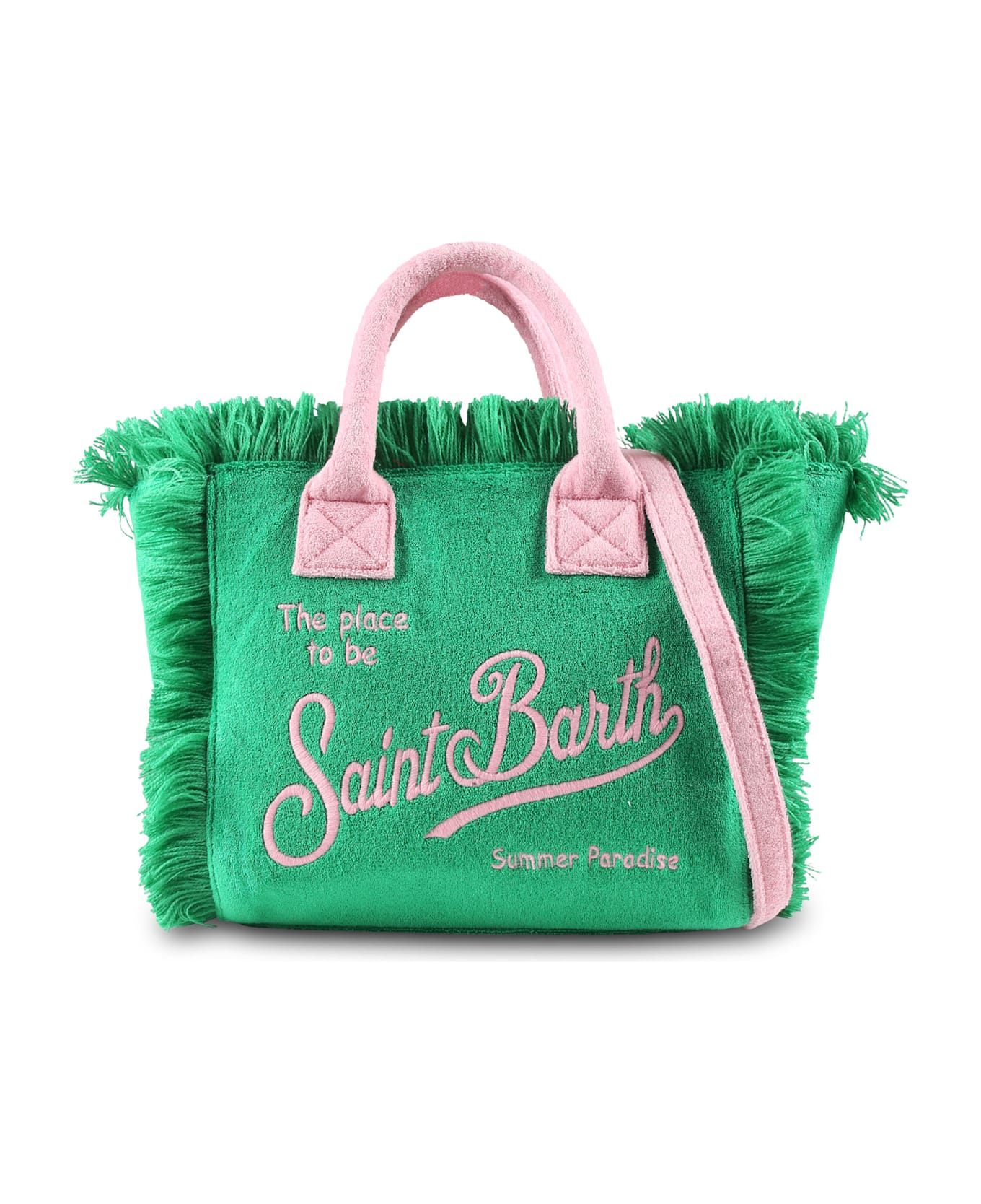 MC2 Saint Barth Green Beach Bag For Girl With Logo - Green