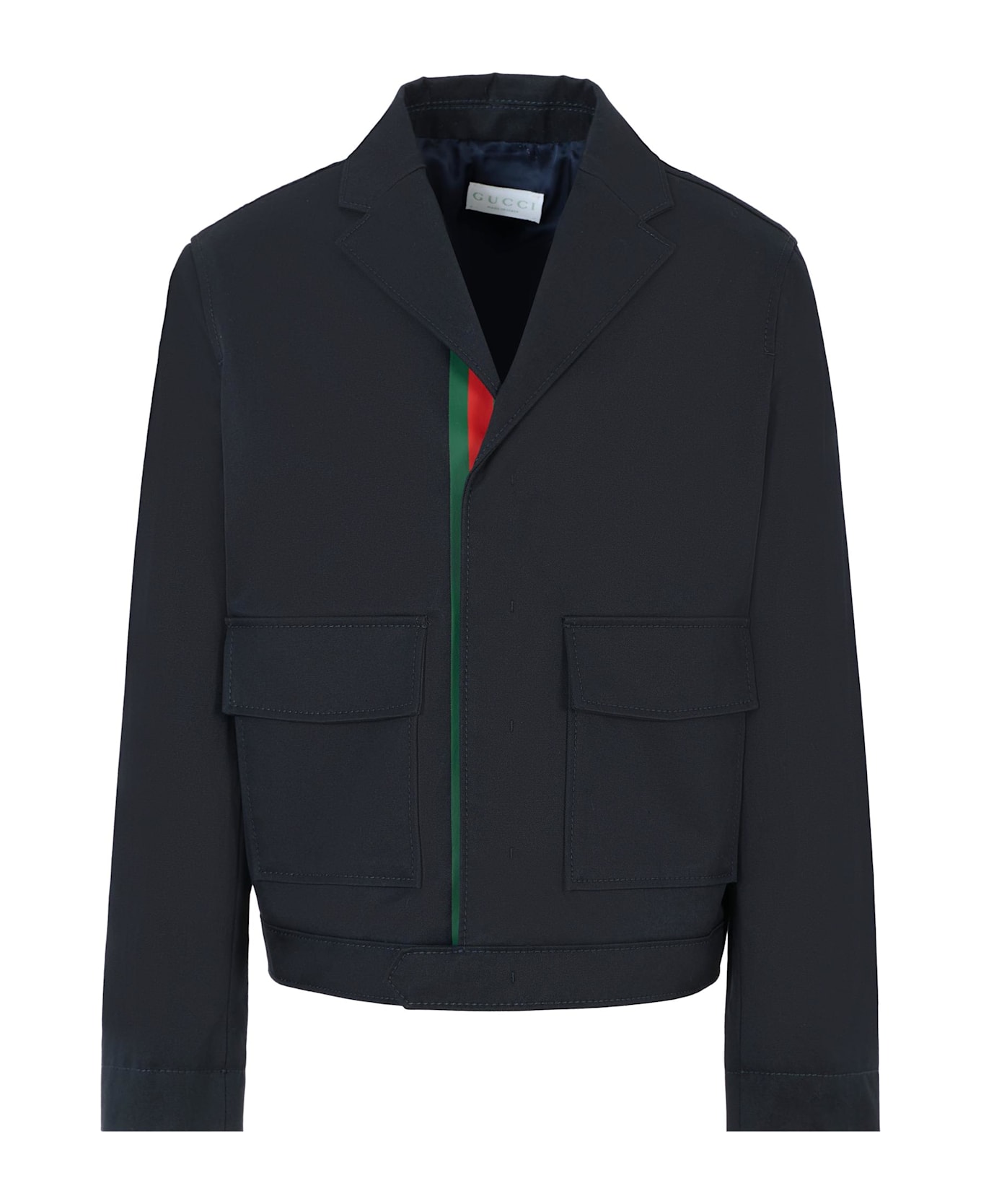 Gucci Blue Jacket For Boy With Web Detail - Blue