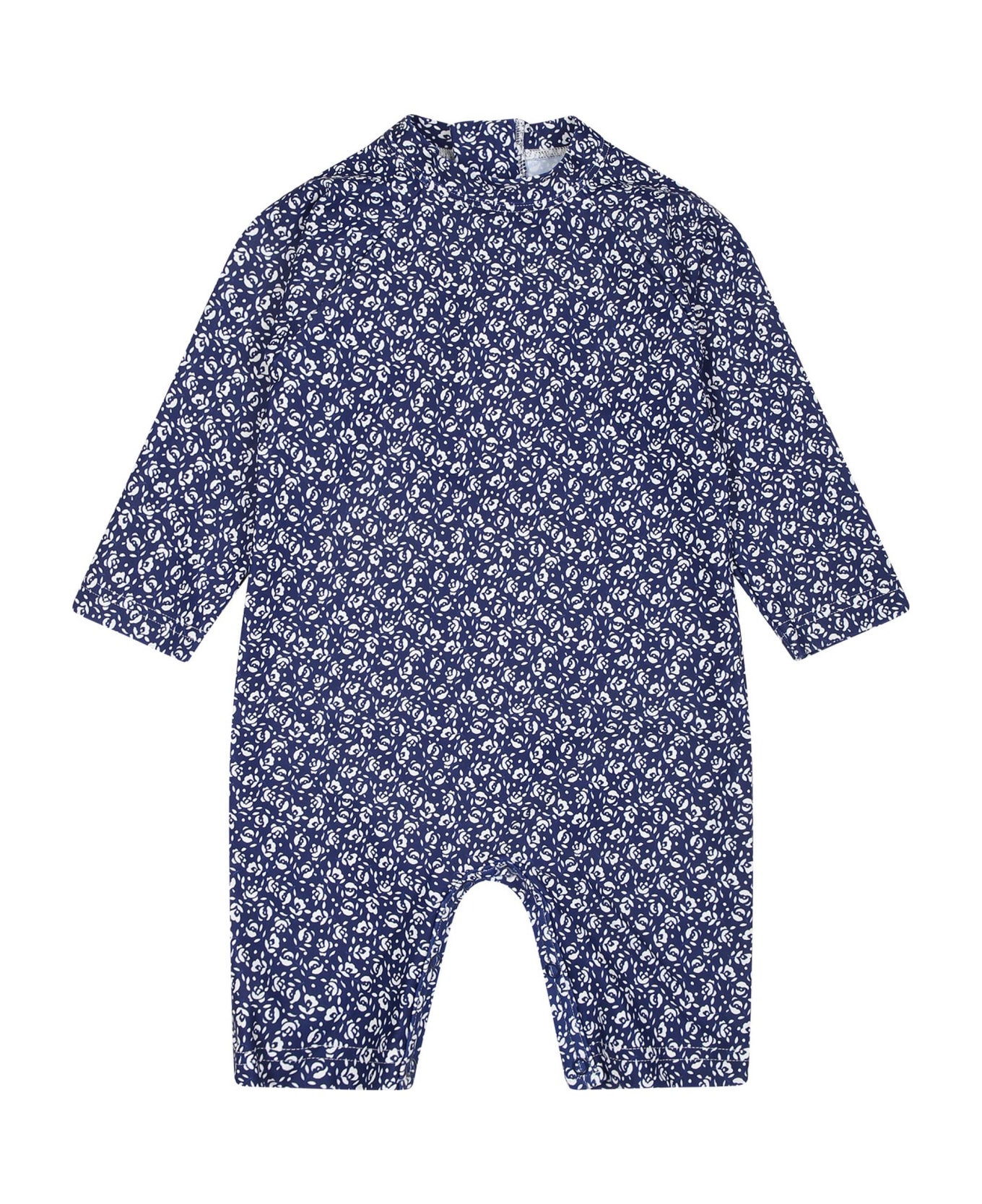 Petit Bateau Blue Anti Uv Babygrowfor Baby Girl With Flowers Print - Blue Tシャツ＆ポロシャツ