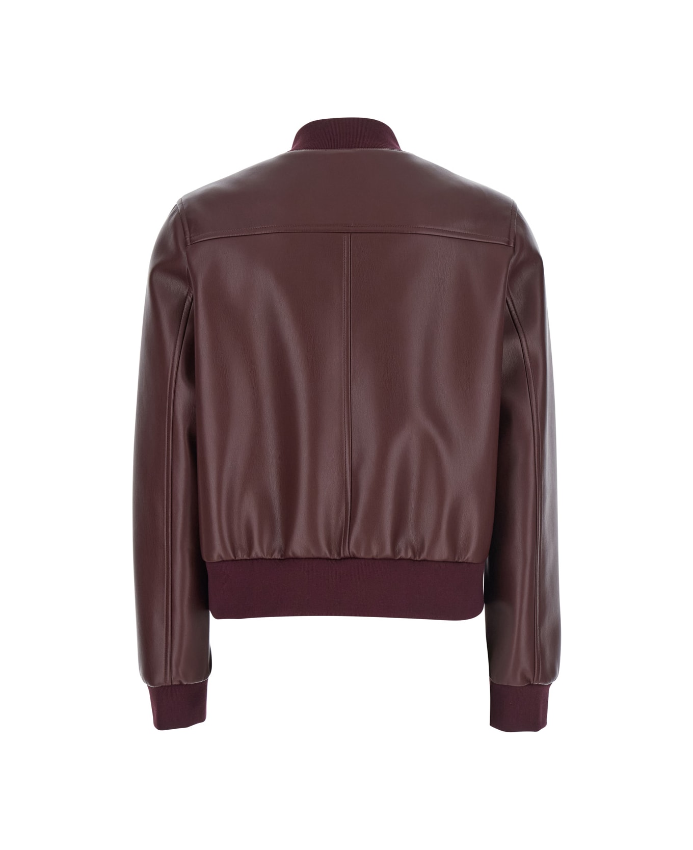 TwinSet Bordeaux Jacket With High Neck And Front Jewel Button Closure In Ecoleather Woman - Burgundy