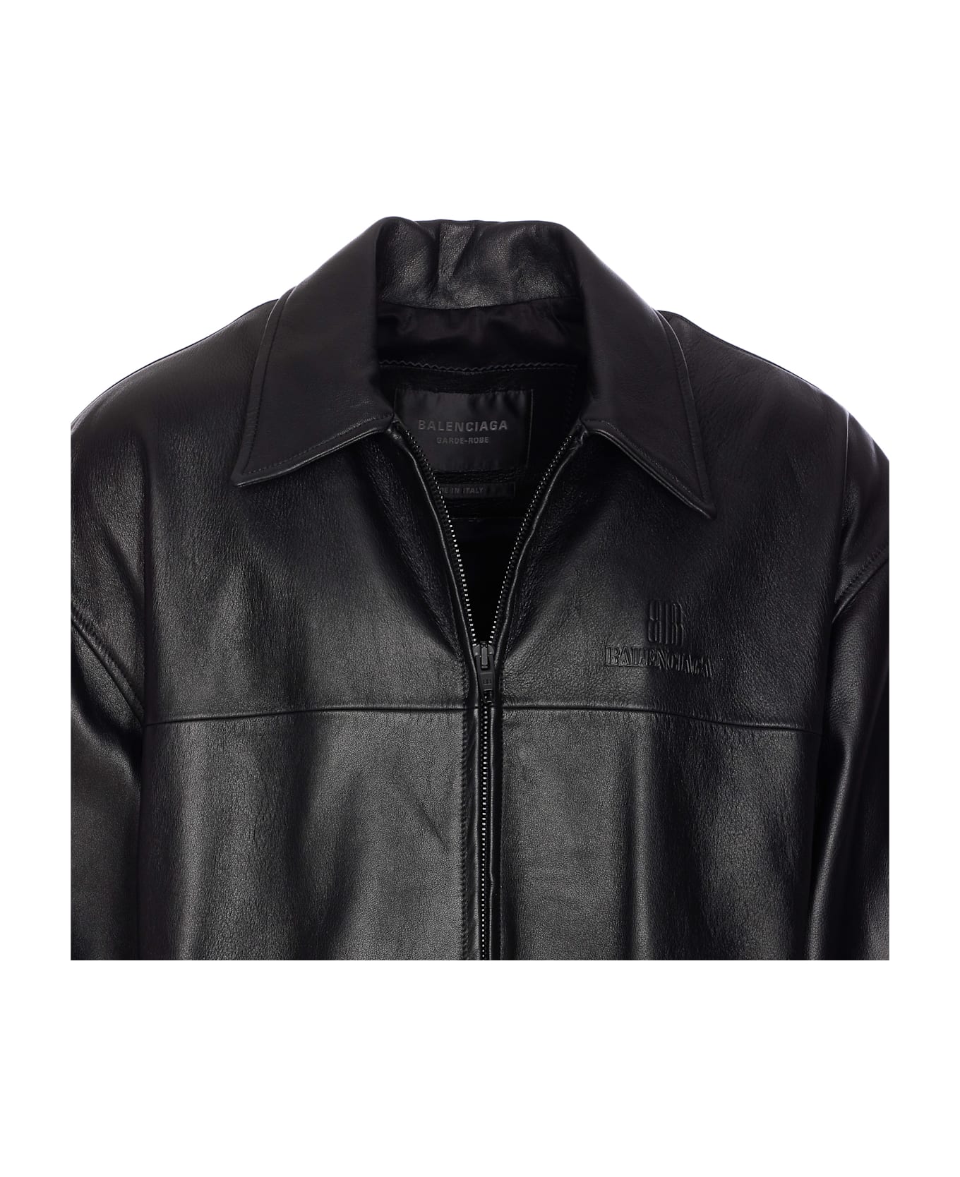 Balenciaga Nano Bb Zip Leather Jacket - Black