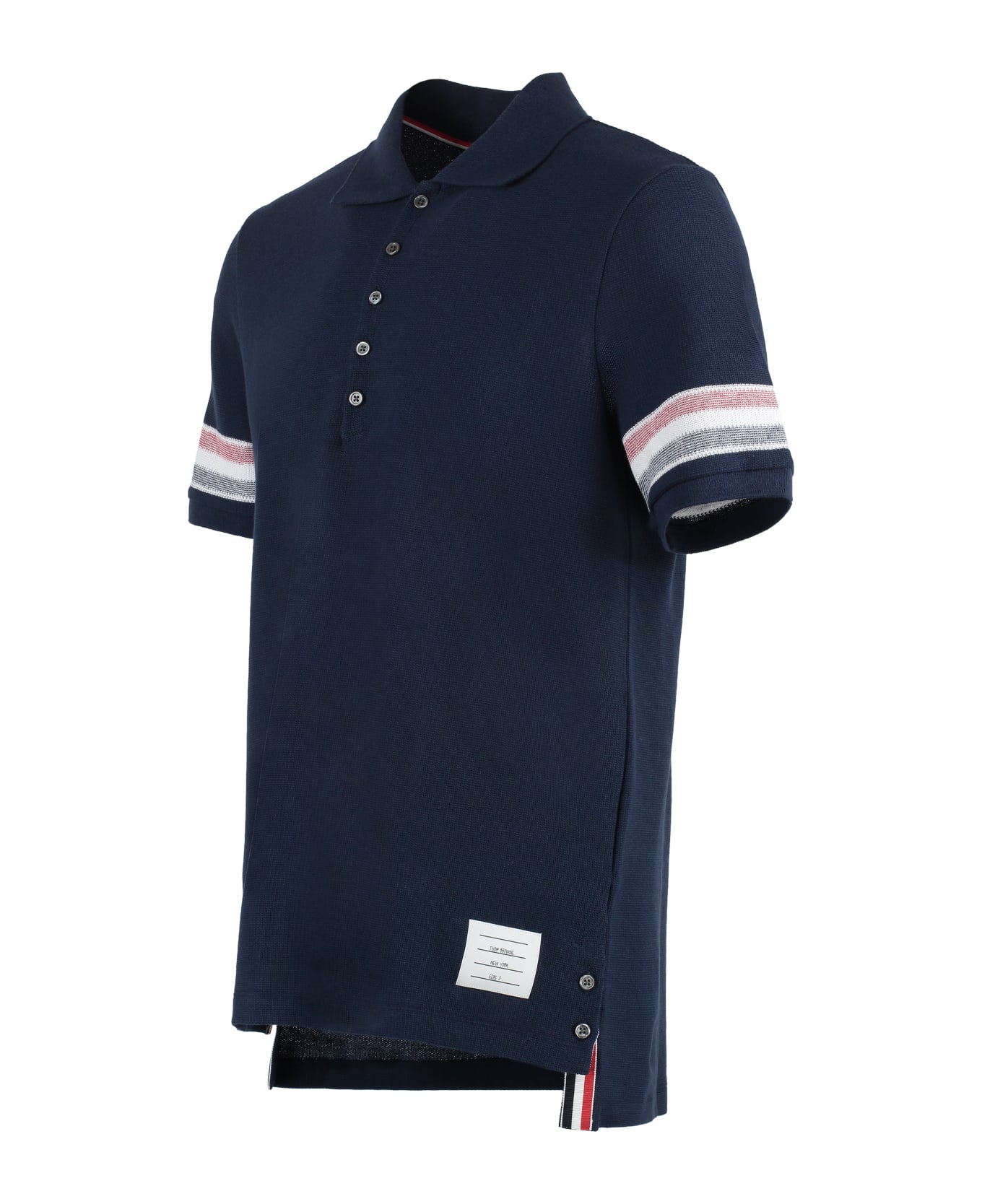 Thom Browne Short Sleeve Cotton Polo Shirt - blue