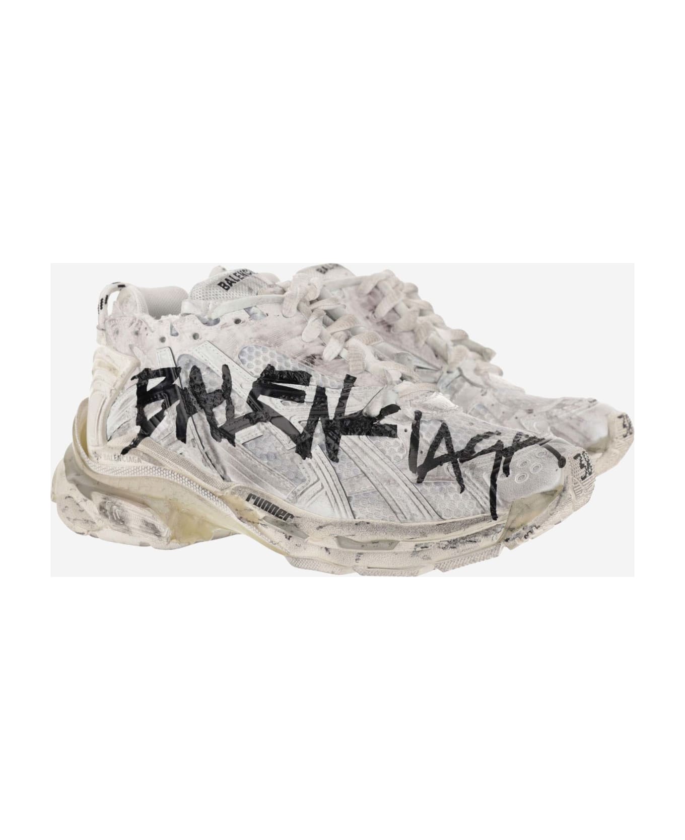 Balenciaga Runner Graffiti Sneakers - White Black