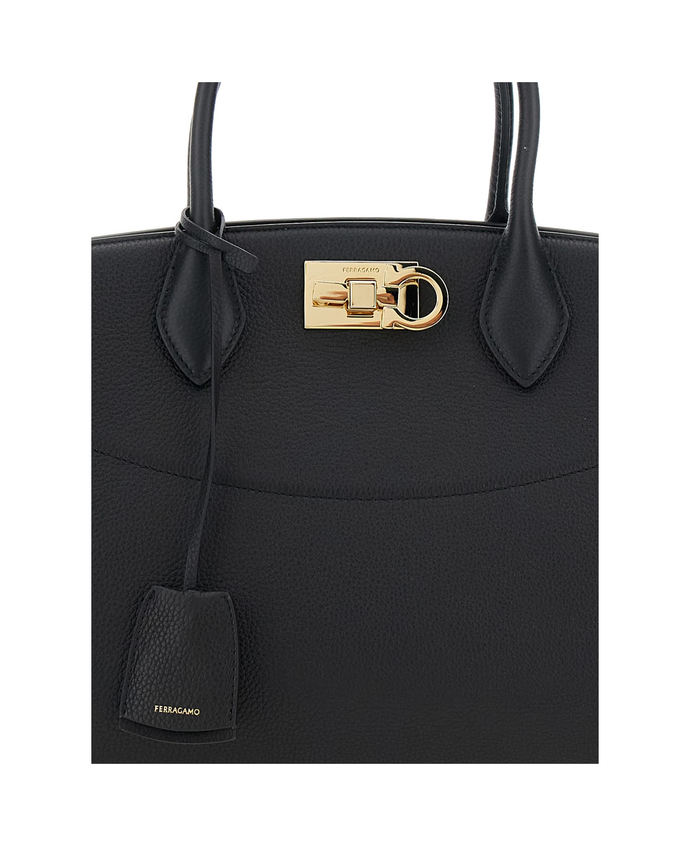 Ferragamo St Soft L Nw Top Handle Measurement 36,0x16,5x24,0 - Black