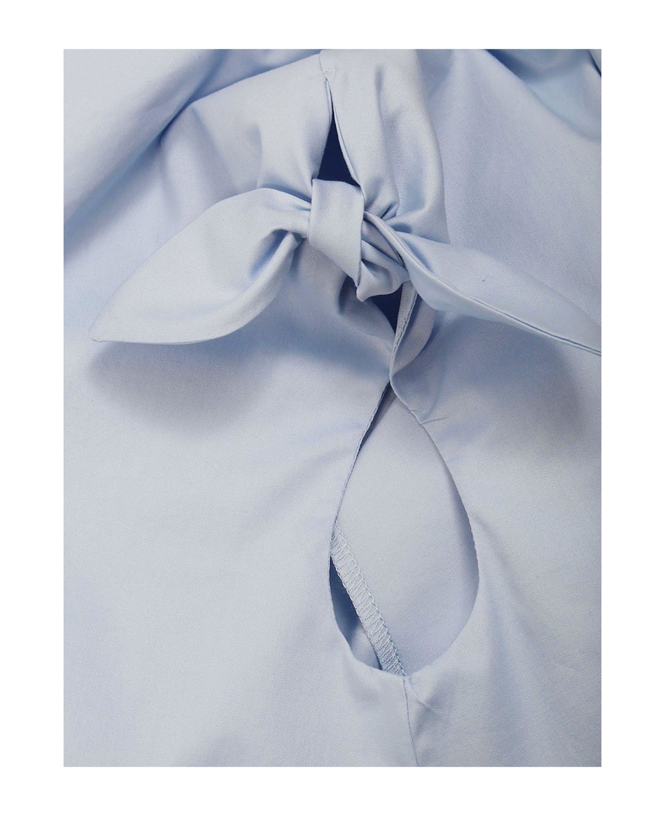 Il Gufo Bow Embellished Stretch Poplin Dress - Azzurro