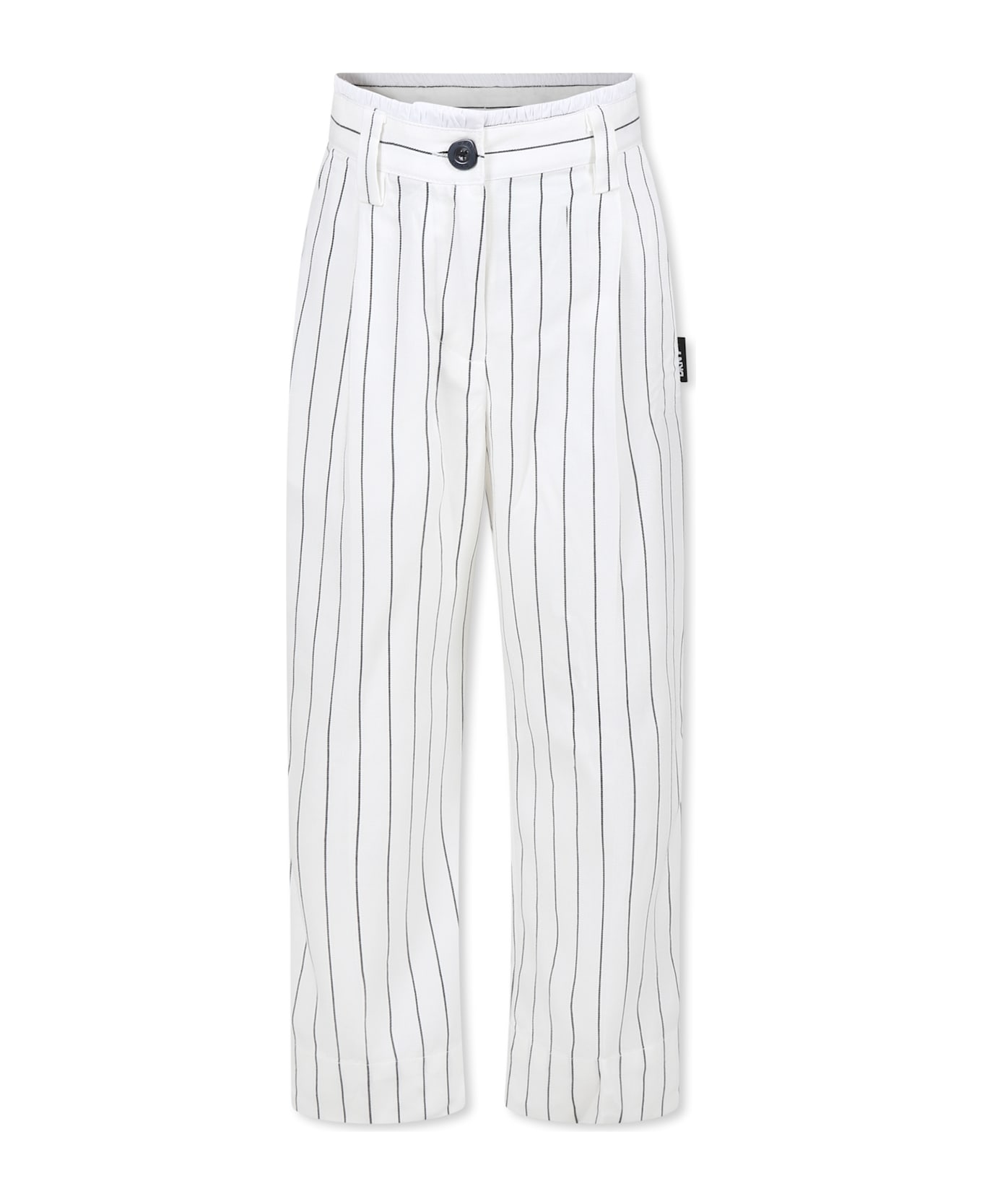 DKNY White Trousers For Girl With Logo - White