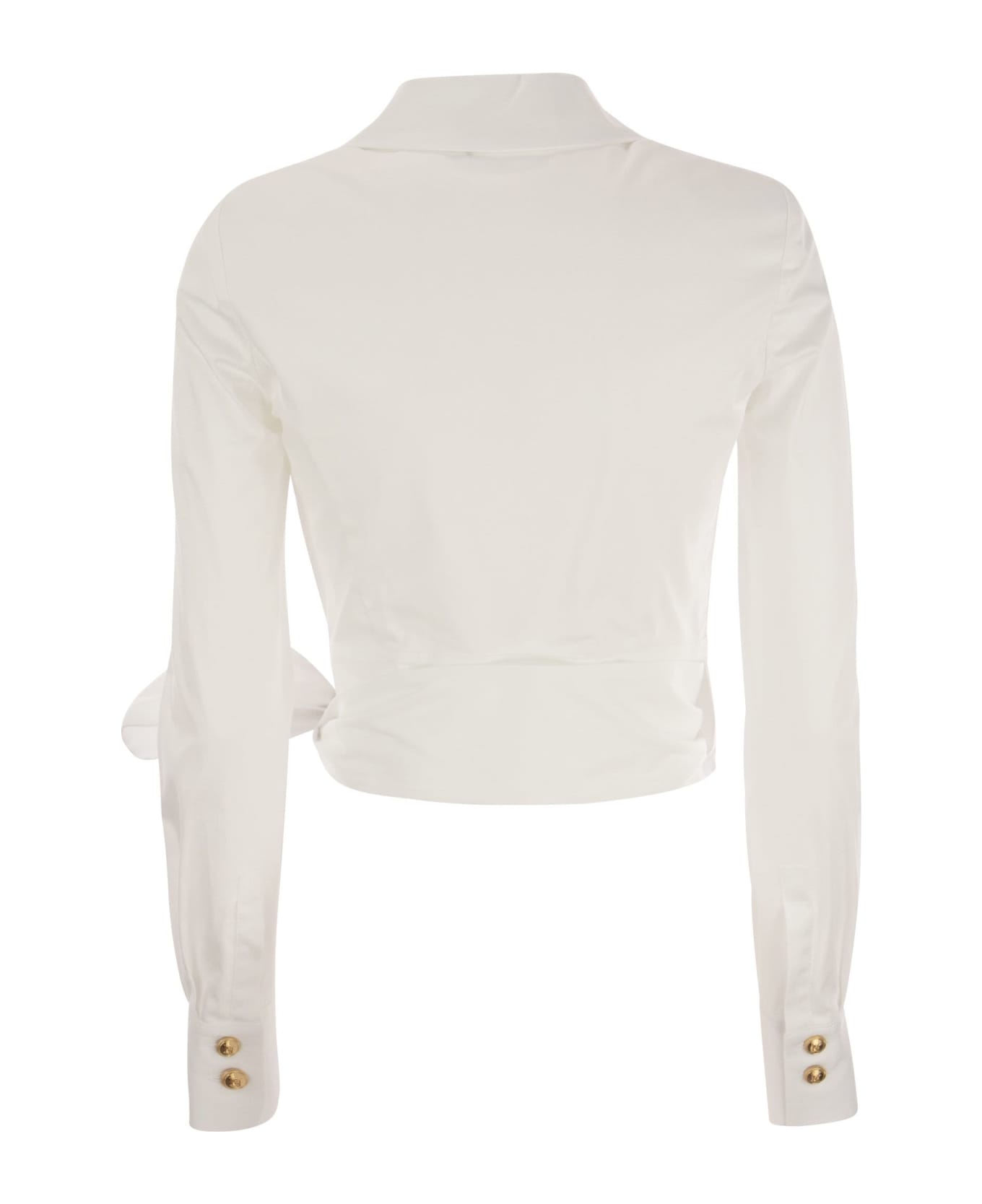 Elisabetta Franchi Cotton Shirt With Sash - White