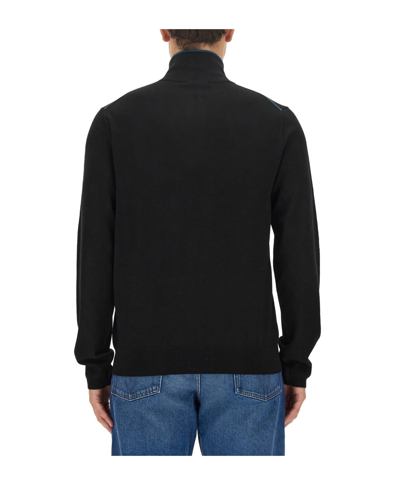 PS by Paul Smith Jersey With Logo Sweater - BLACK ニットウェア