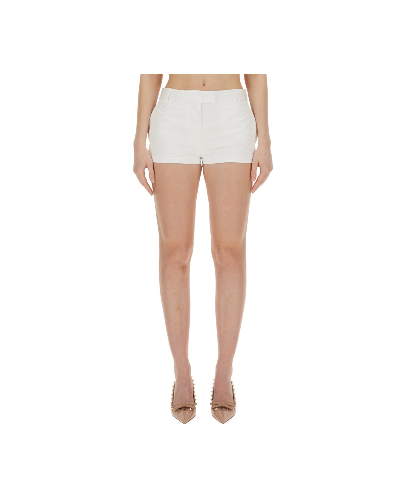 Valentino Compact Poplin Shorts - WHITE