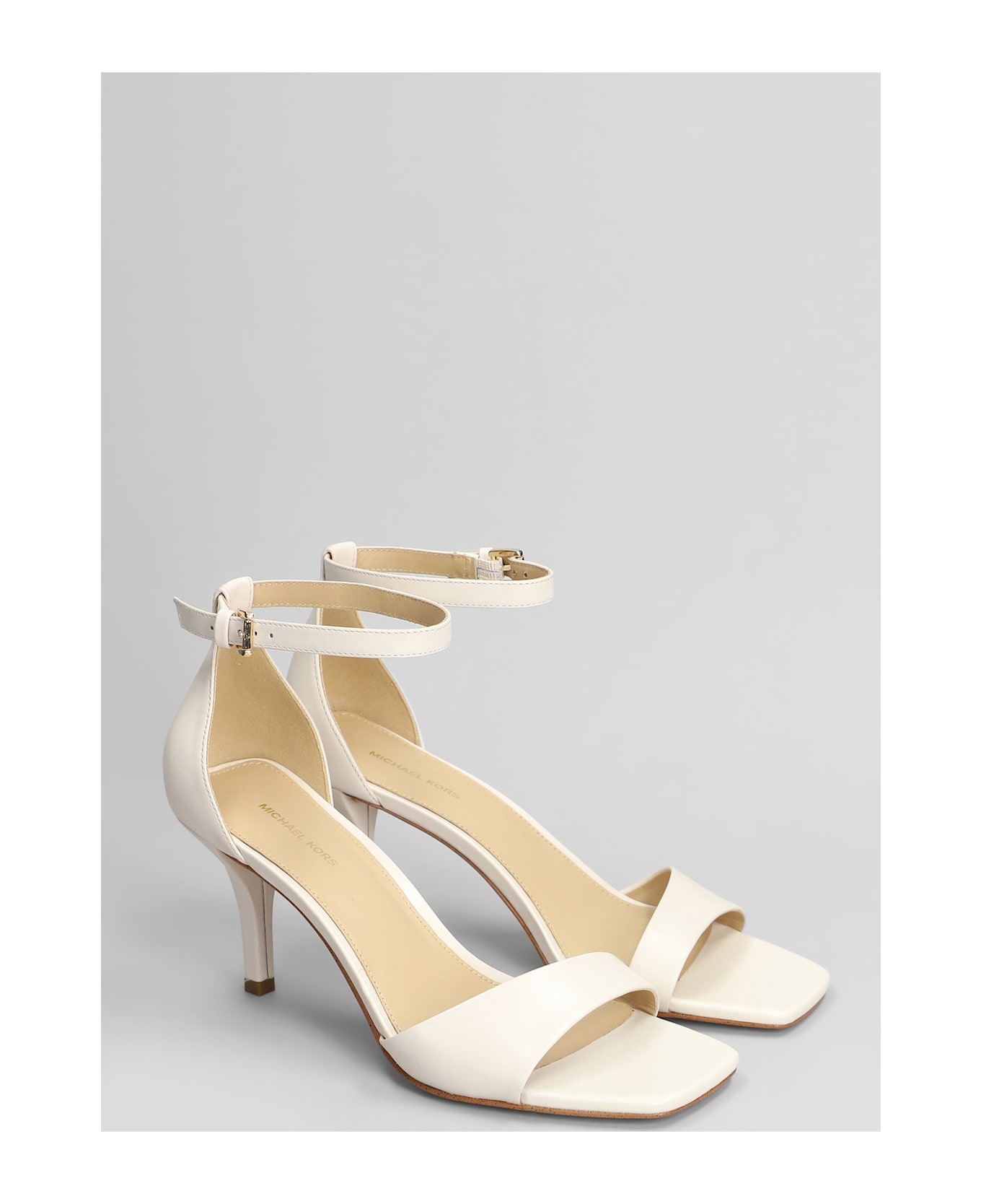Michael Kors Jaida Sandals In Beige Leather - beige