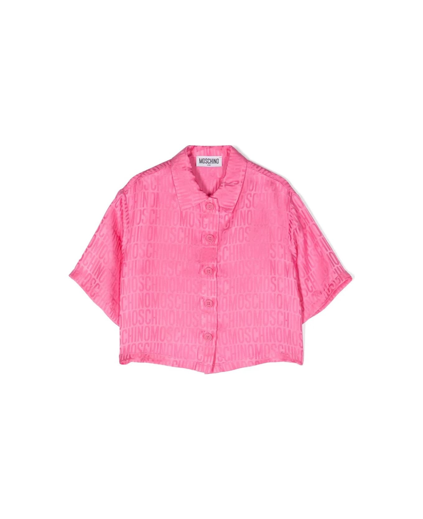 Moschino Pink Shirt With All-over Jacquard Logo - Pink シャツ