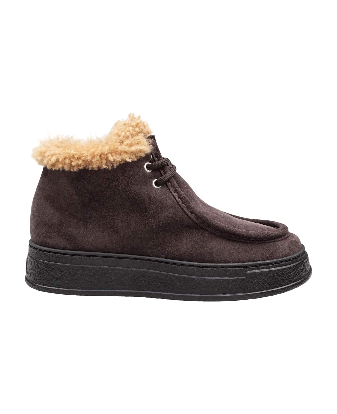 AGL Fergus Suede Sneaker With Sheepskin Lining, Ebony Color - Ebony