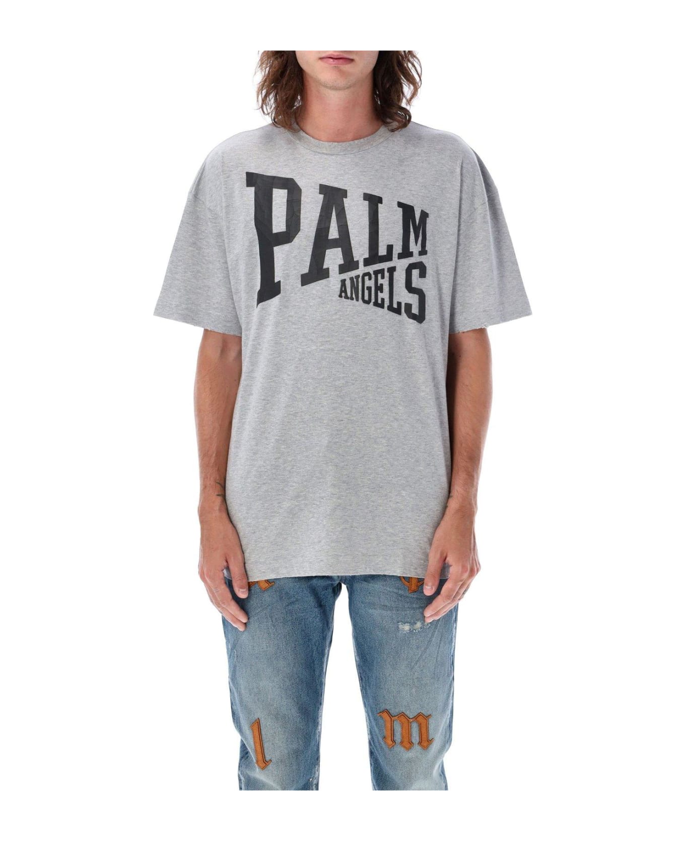 Palm Angels Cotton Crew-neck T-shirt - GREY MEL