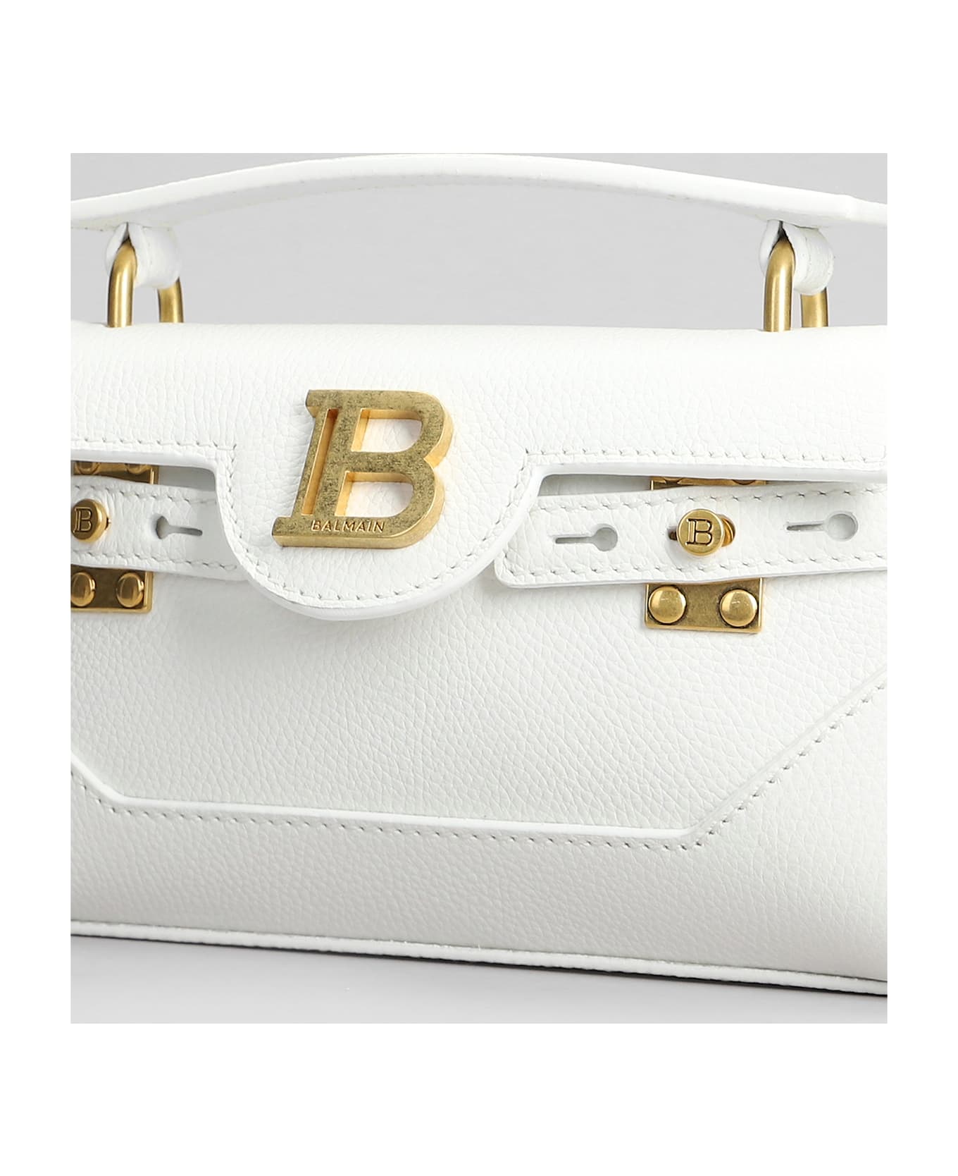 Balmain B Buzz 19 Shoulder Bag In White Leather - white
