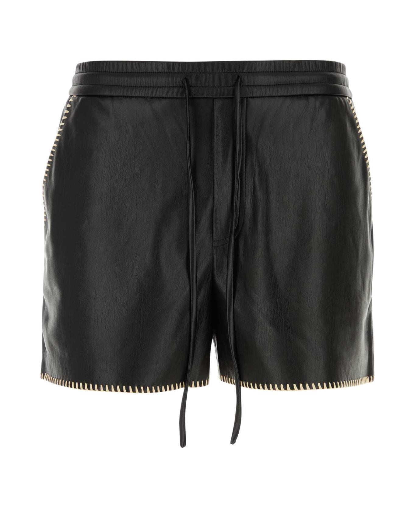 Nanushka Black Synthetic Leather Amil Bermuda Shorts - BLACK