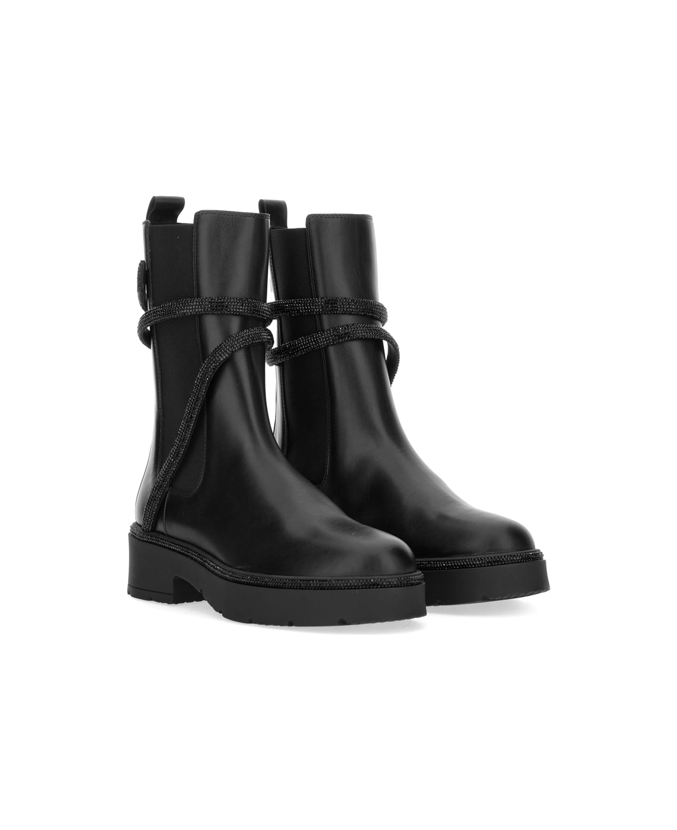 René Caovilla "biker Cleo Combat" Boot - BLACK