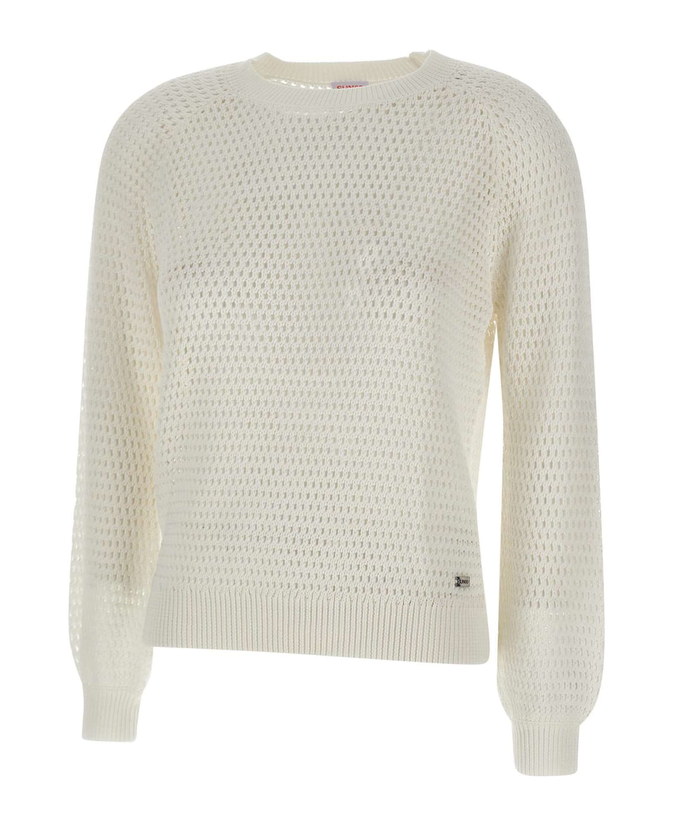 Sun 68 "round Neck" Cotton Sweater - WHITE