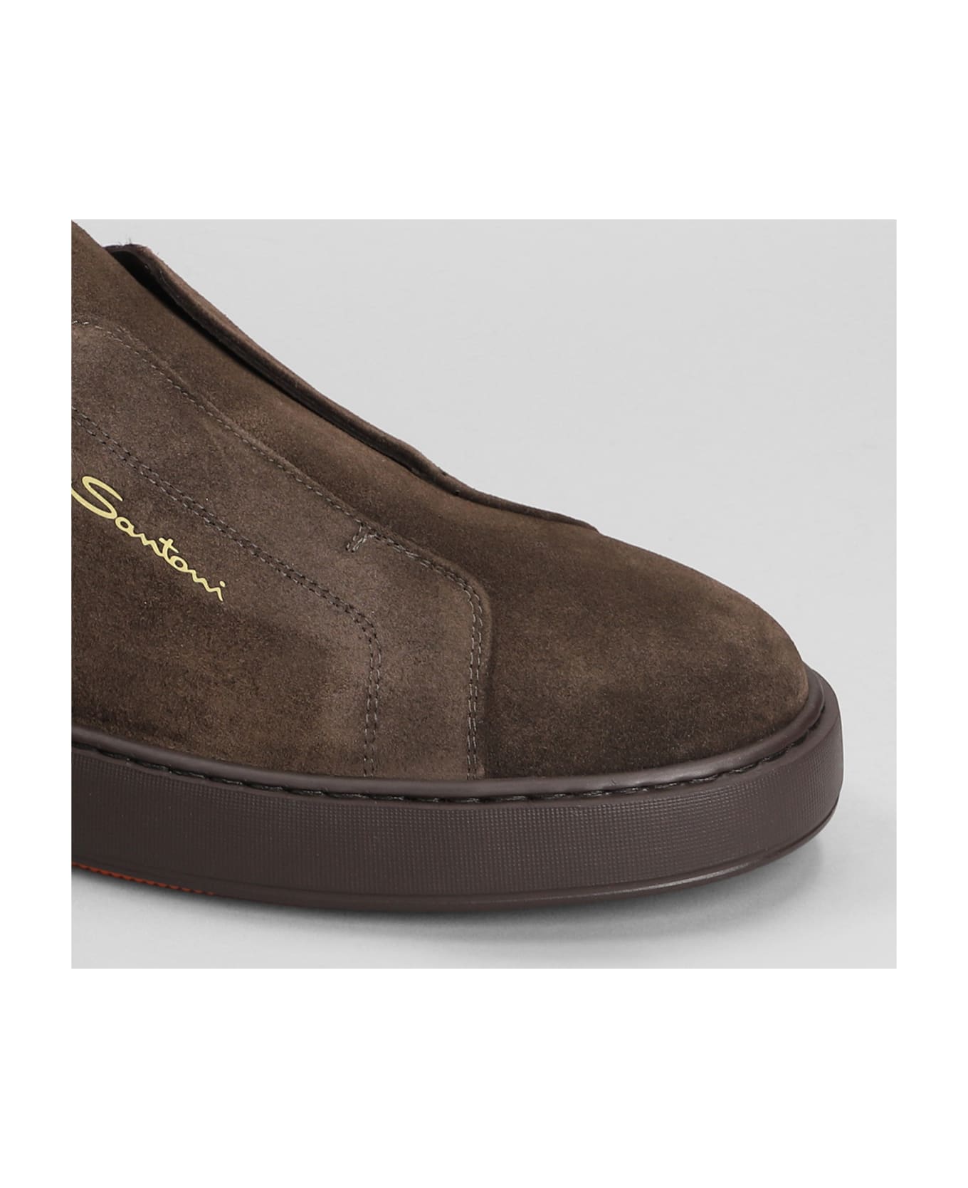 Santoni Laceless Sneakers In Suede - brown