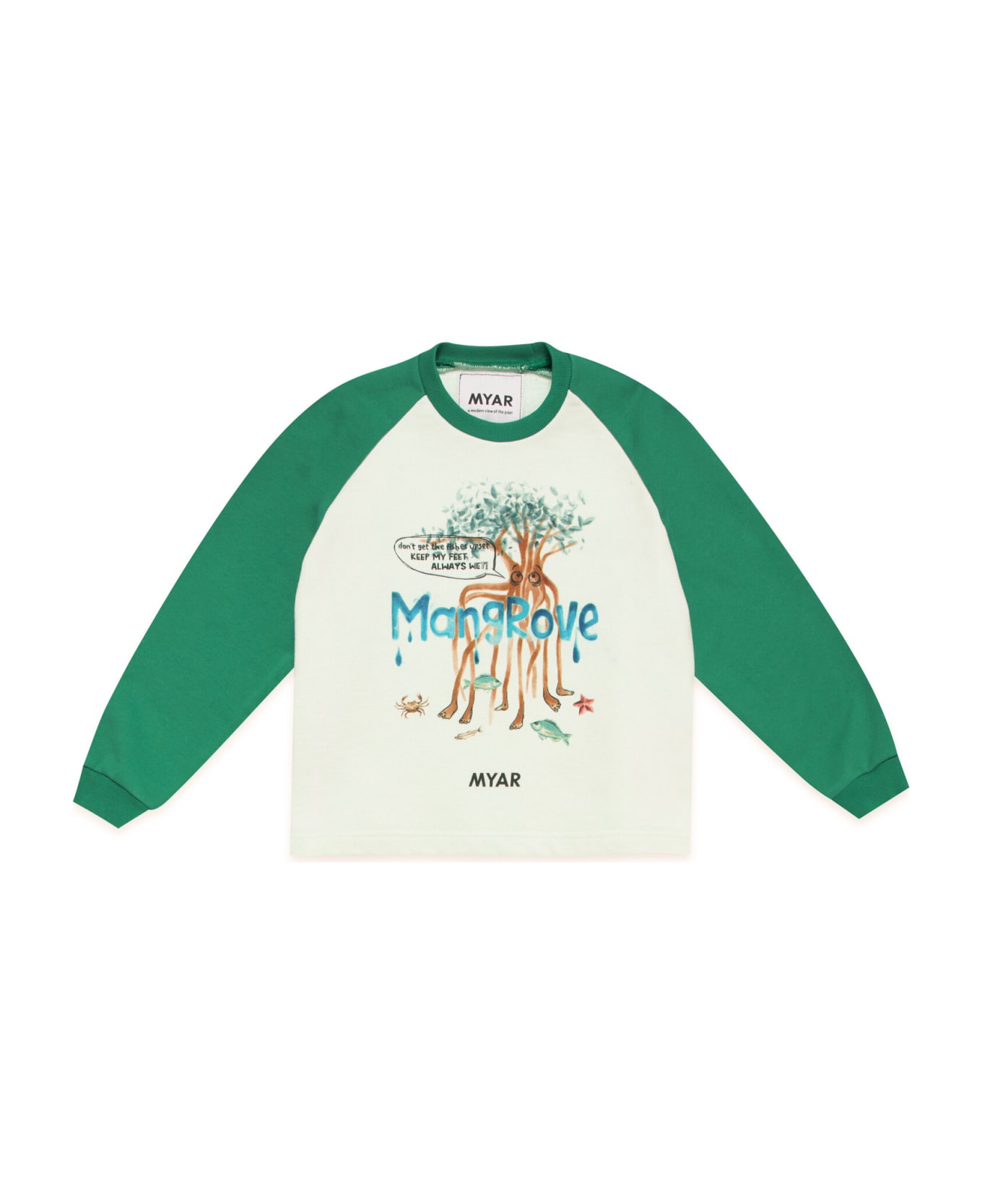MYAR Mys18u Sweat-shirt Myar Deadstock White And Green Crewneck Sweatshirt With Digital Mangrove Print - Off white / emerald green