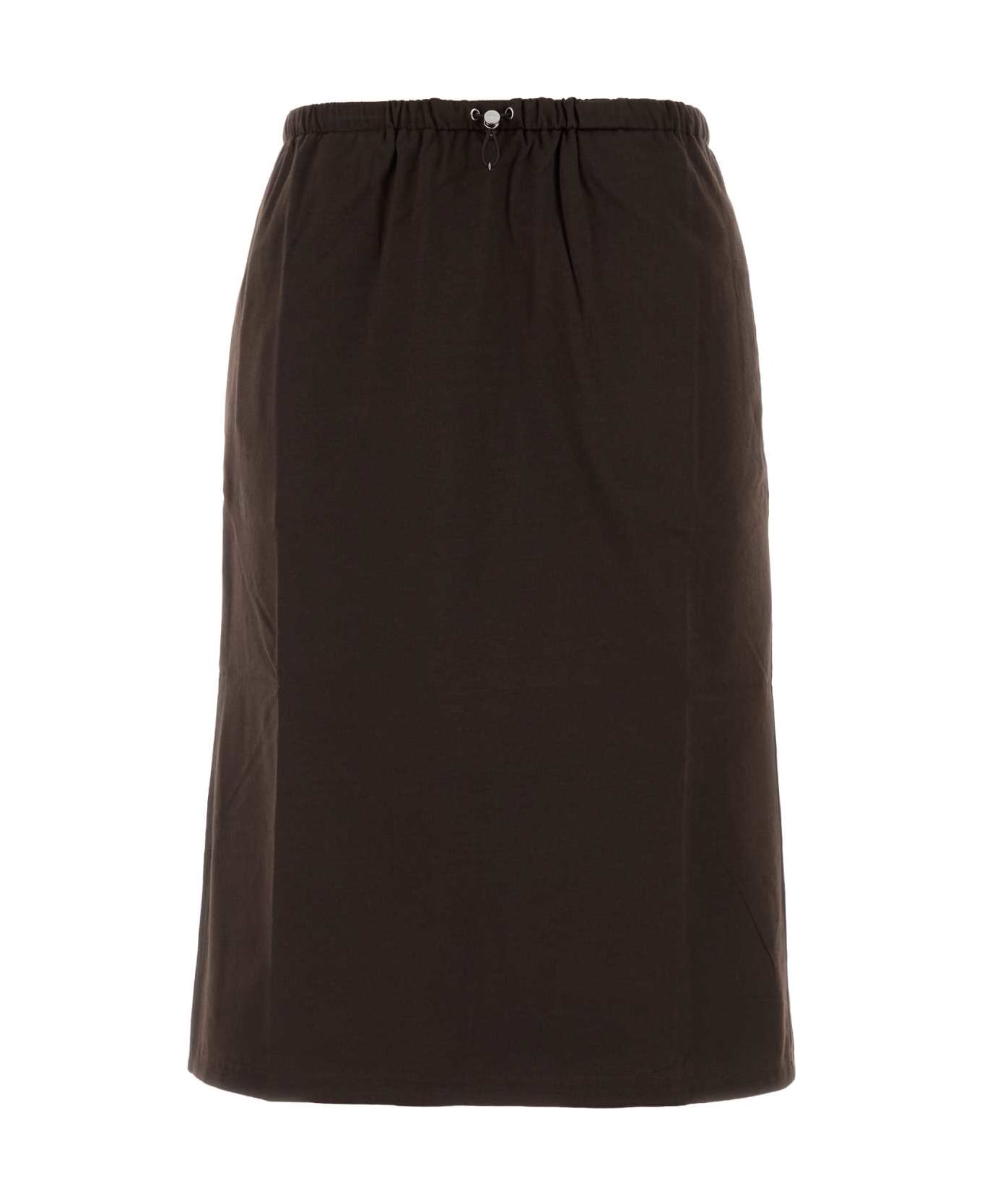 Prada Dark Brown Cotton Reversible Skirt - EBANO