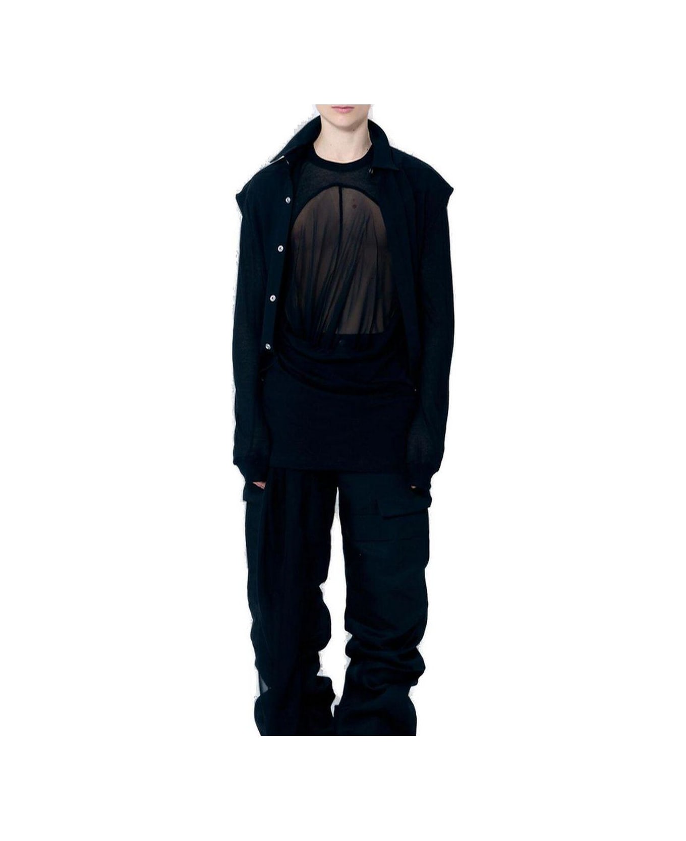 Rick Owens Hollywood Sleeveless Jumbo Outershirt - BLACK