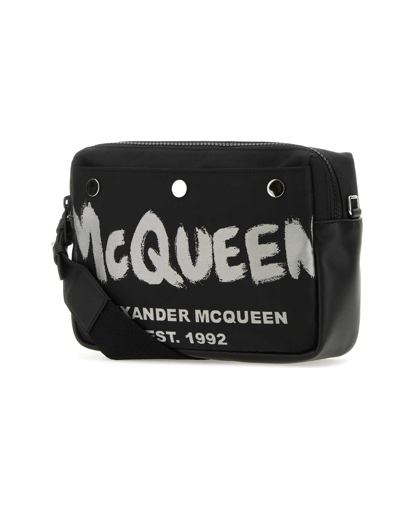 Alexander McQueen Black Fabric Mcqueen Graffiti Crossbody Bag - BLACKOFFWHITE