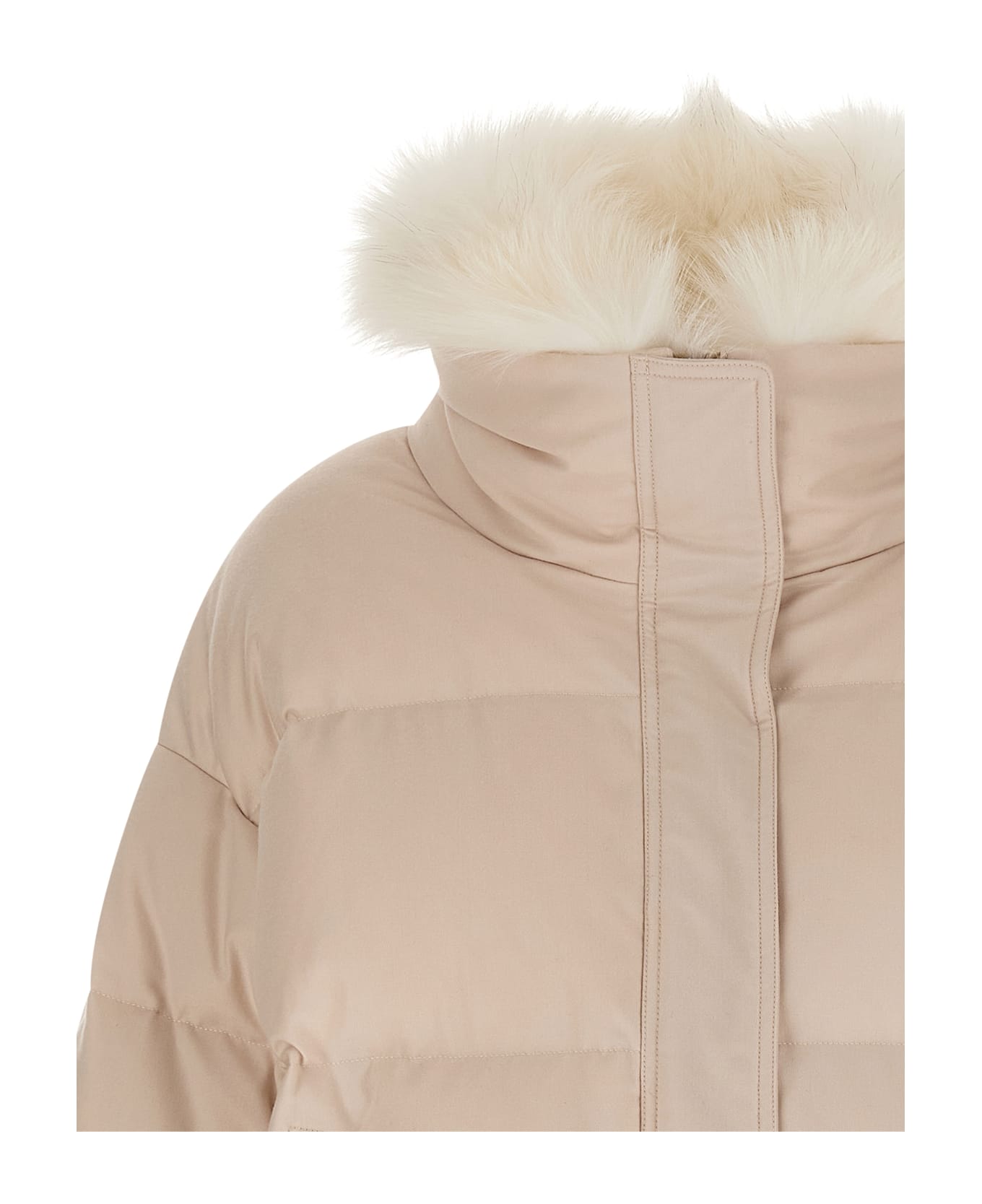 Yves Salomon Down Jacket With Mittens - White