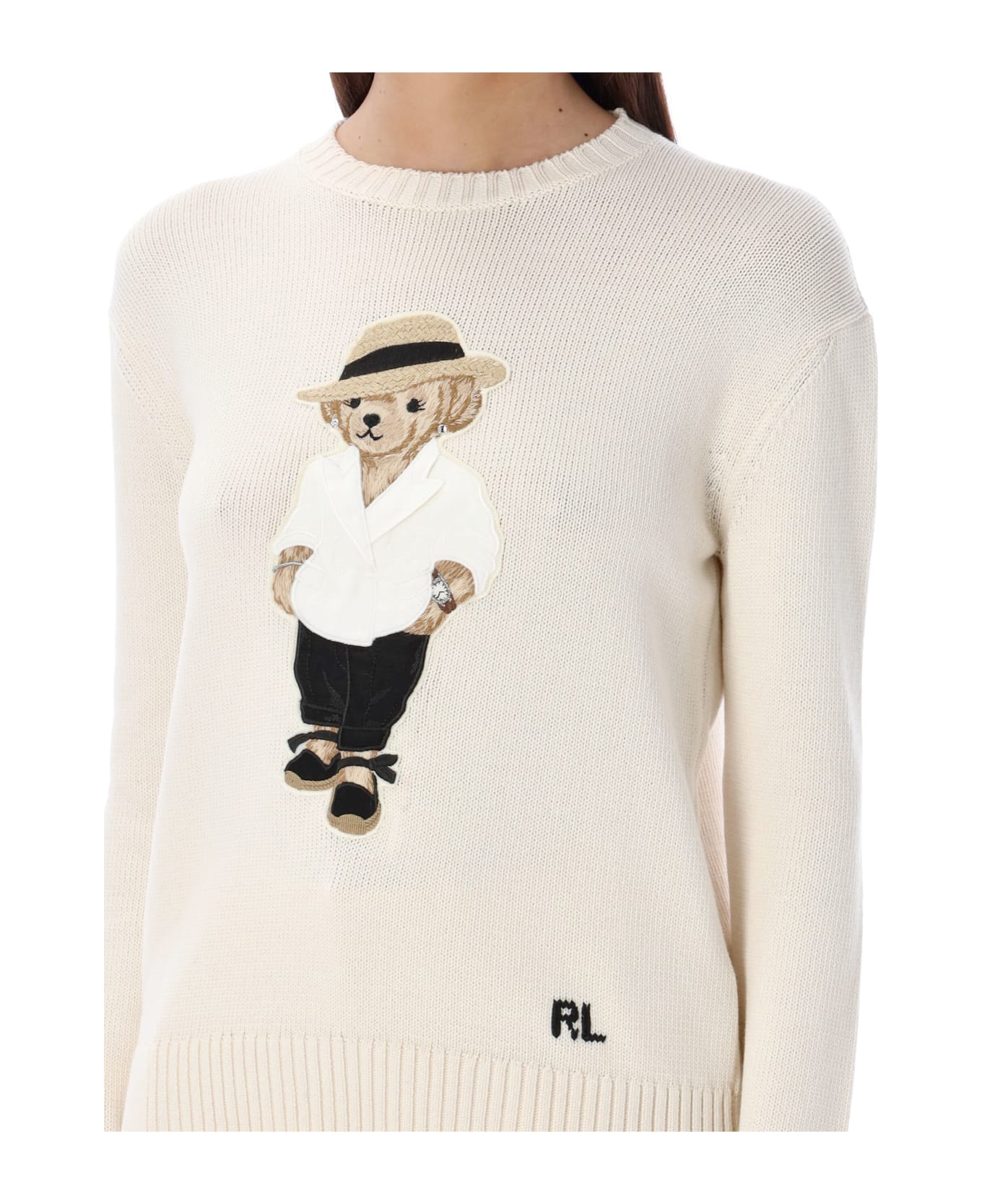 Ralph Lauren Linen Polo Bear Sweater - CREAM