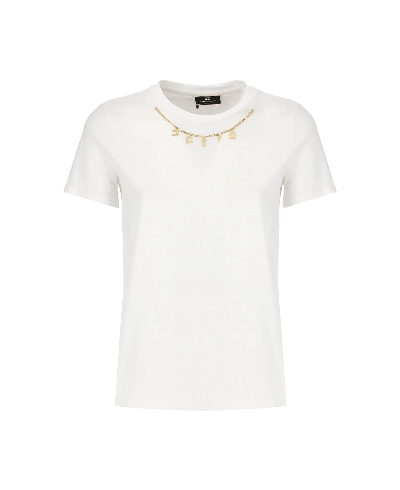 Elisabetta Franchi White T-shirt With Jewel - White Tシャツ