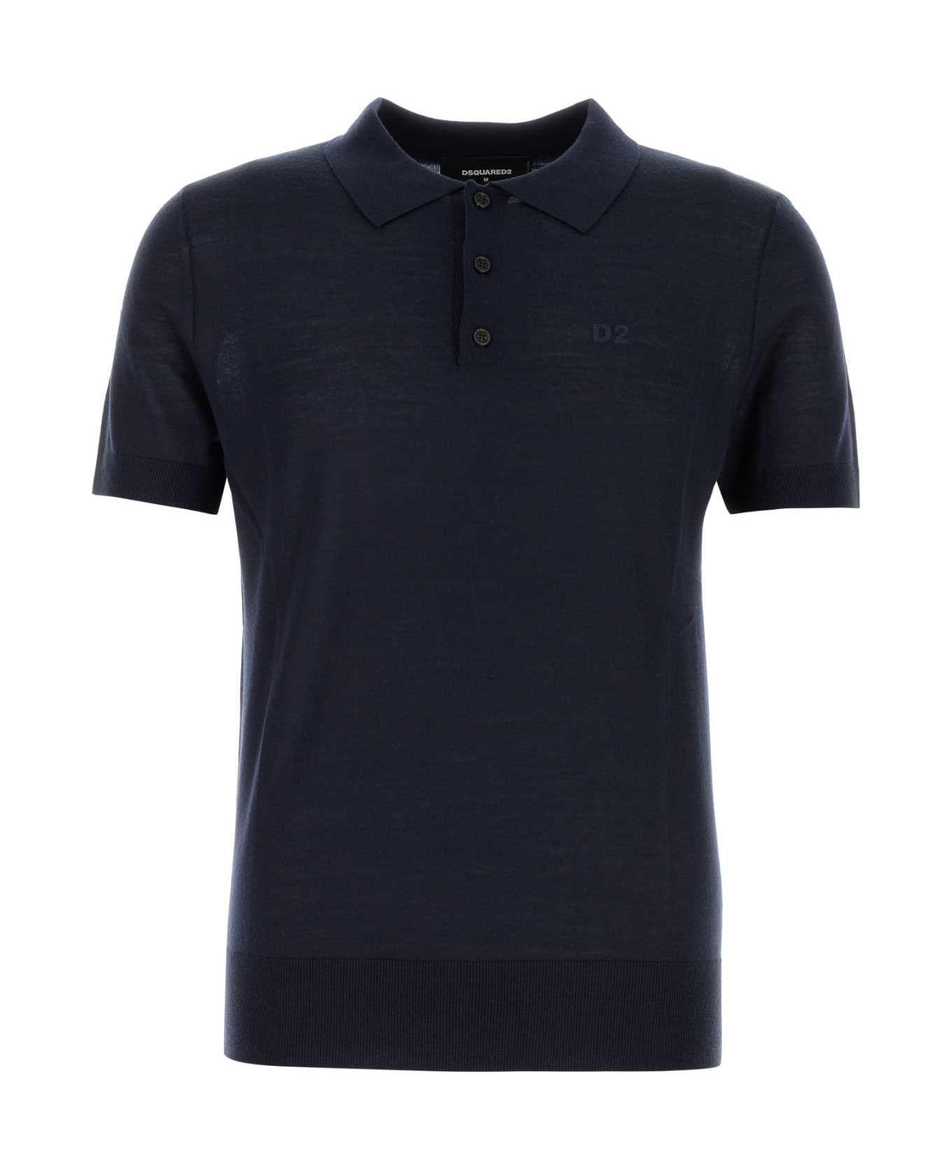 Dsquared2 Dark Blue Wool Polo Shirt - NAVYBLUE