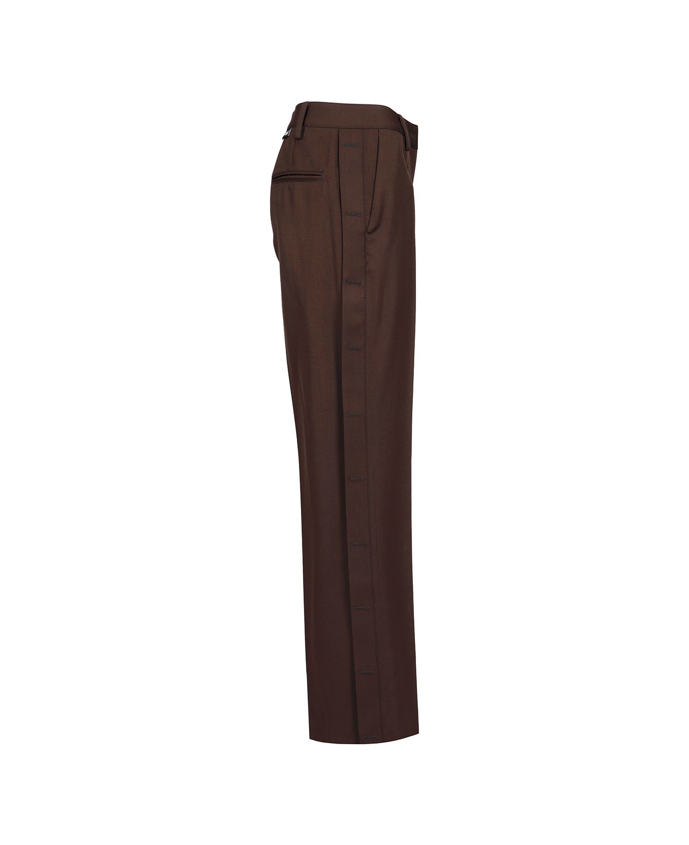 Off-White Wool Wide Leg Trousers - Brown