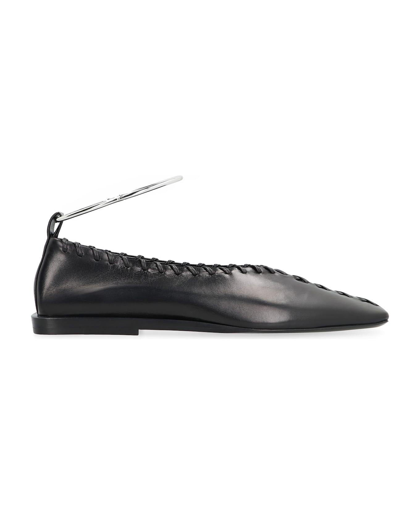 Jil Sander Ring Leather Ballet Flats - black